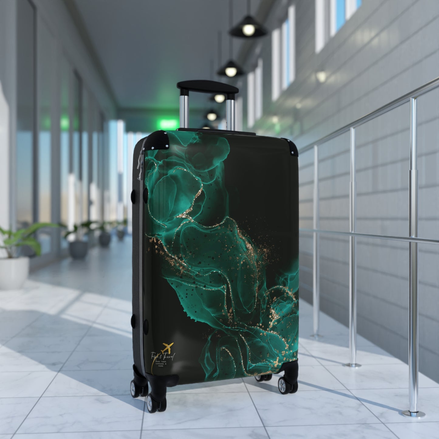 Elegant Lucid Green N Gold - Stylish Travel Suitcase