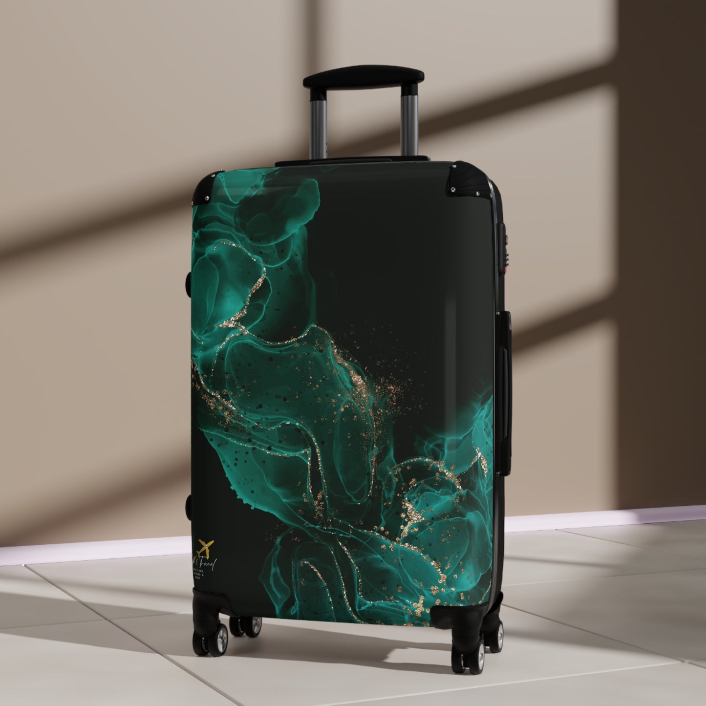 Elegant Lucid Green N Gold - Stylish Travel Suitcase