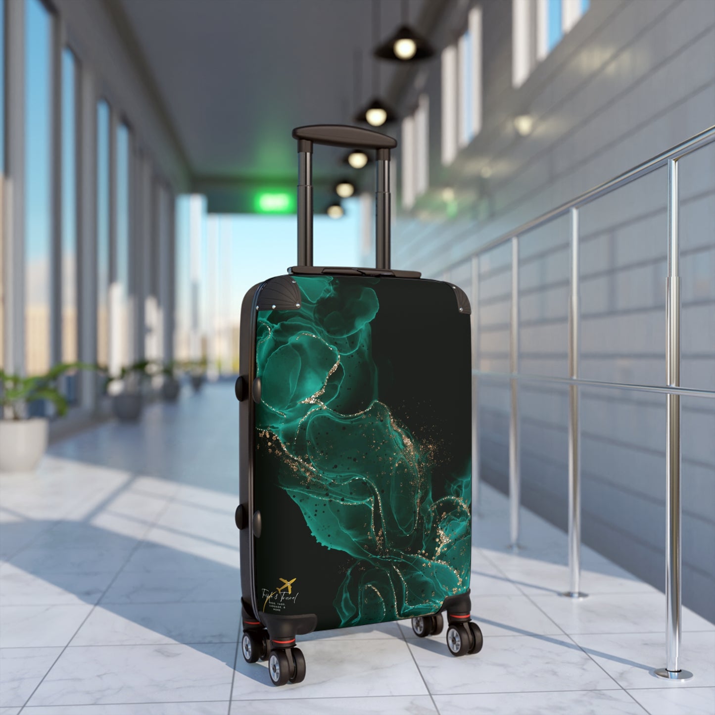 Elegant Lucid Green N Gold - Stylish Travel Suitcase