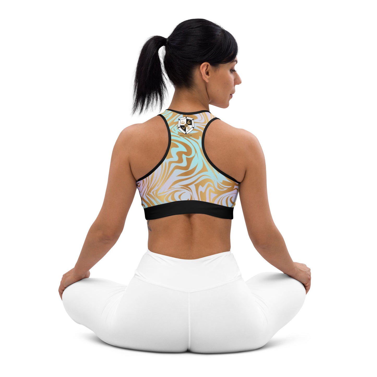 8xquiZit Collection T8T Pynk N Turq Jungle Luv Marble Padded Sports Bra