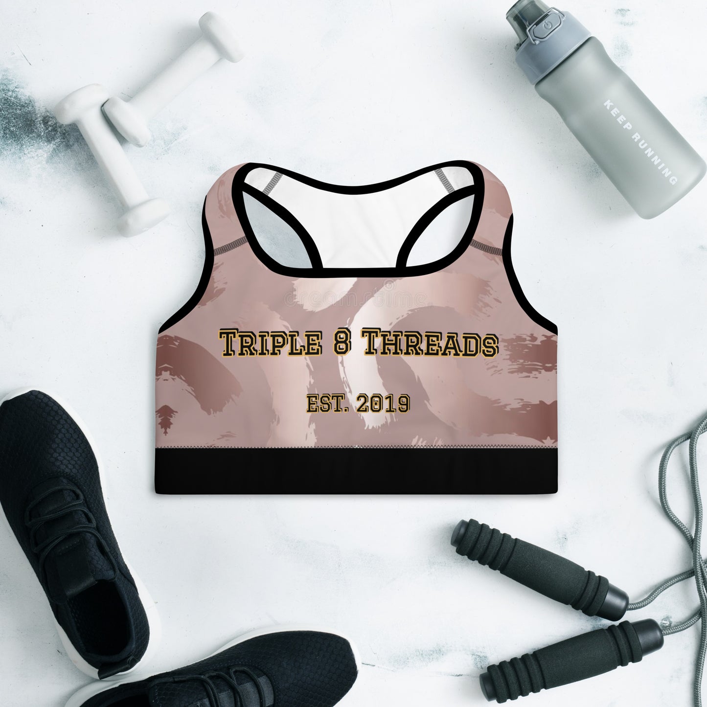 8xquiZit Collection T8T Pynk Slaymingo Marble Padded Sports Bra