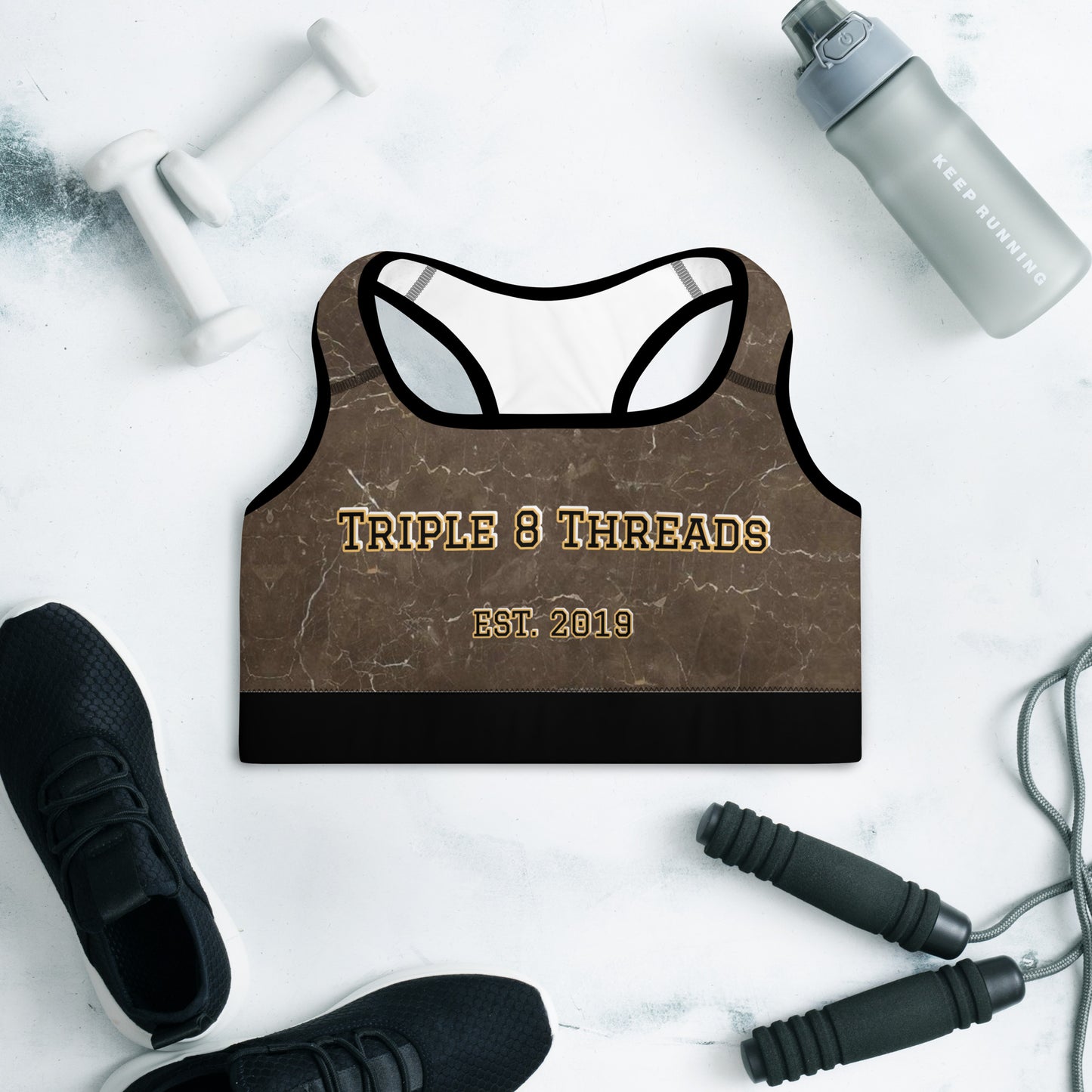 8xquiZit Collection T8T Coco-cured Marble Padded Sports Bra