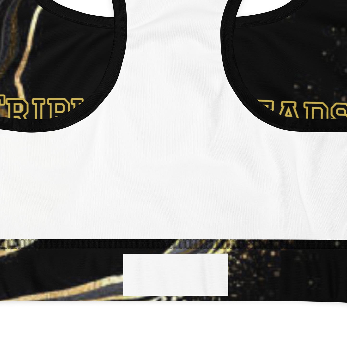 8xquiZit Collection T8T Deep Black N Gold Marble Padded Sports Bra