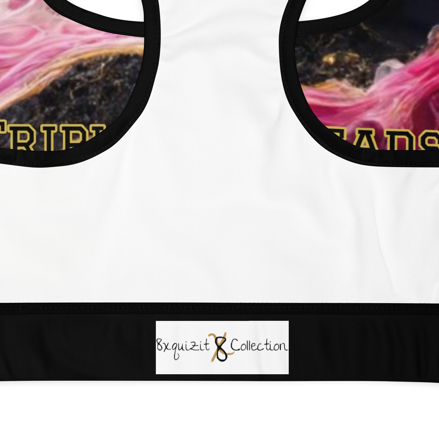 8xquiZit Collection T8T Pynk, Black, N Gold Marble Padded Sports Bra