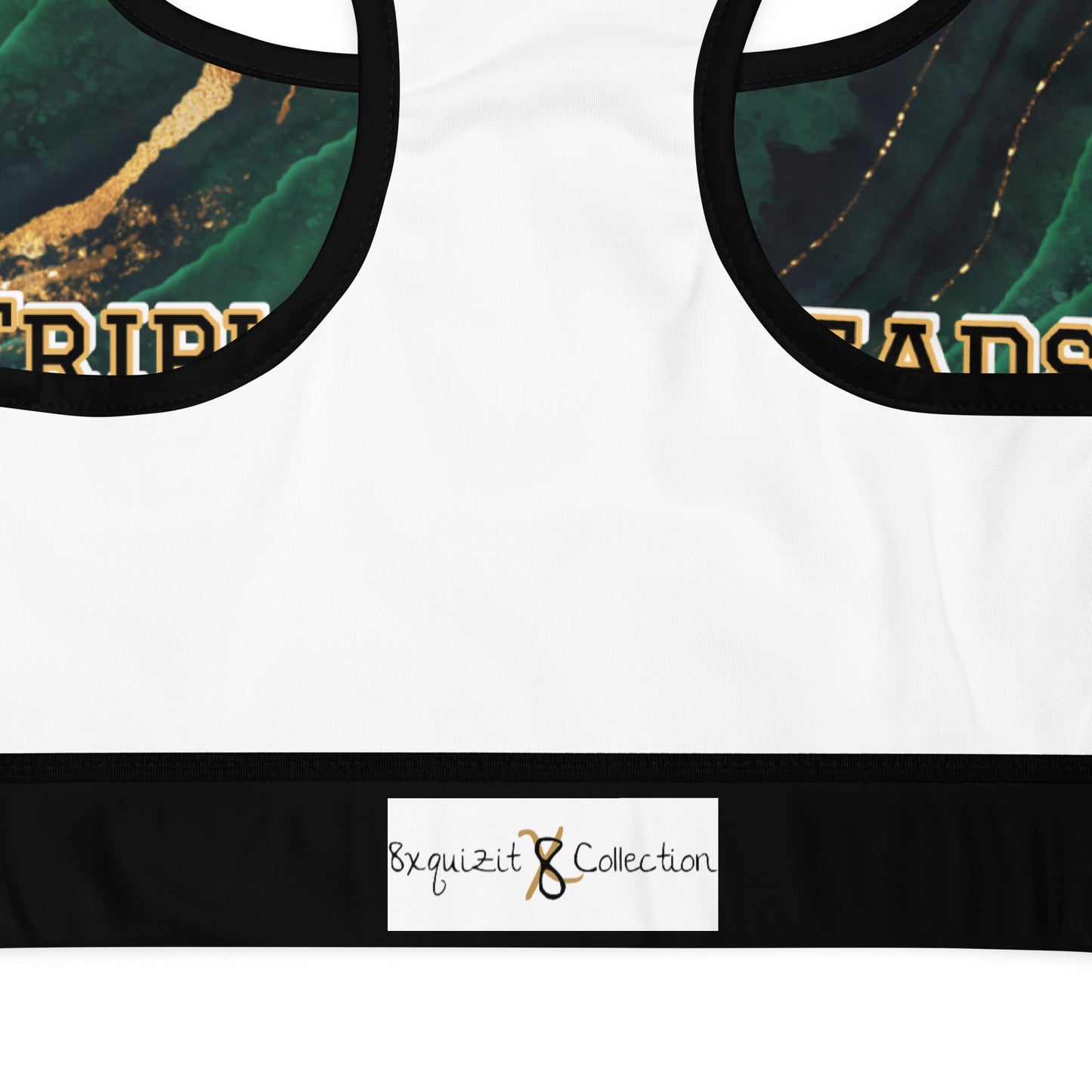 8xquiZit Collection T8T Emerald Green N Gold Marble Padded Sports Bra