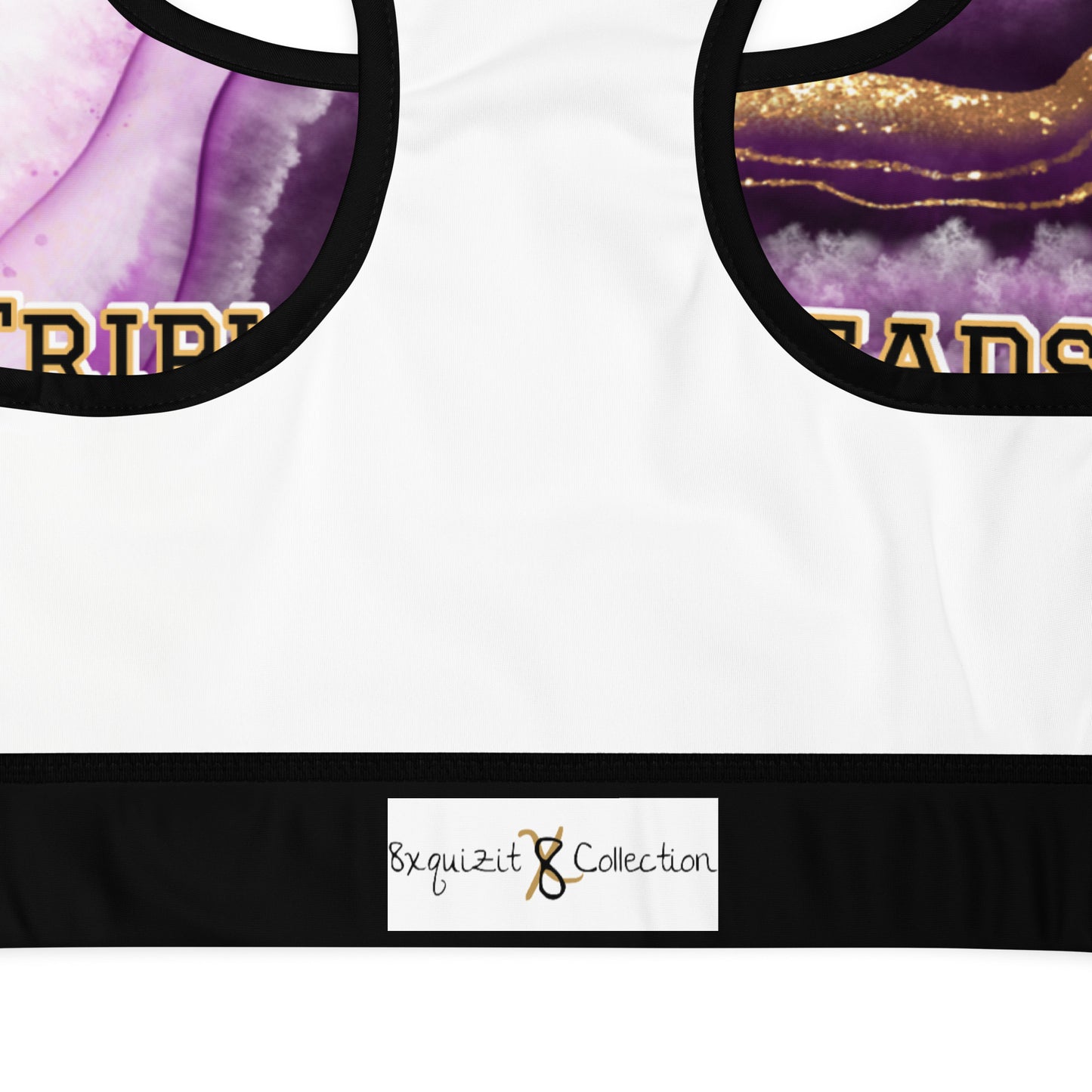 8xquiZit Collection T8T Royal Purple N Gold Marble Padded Sports Bra