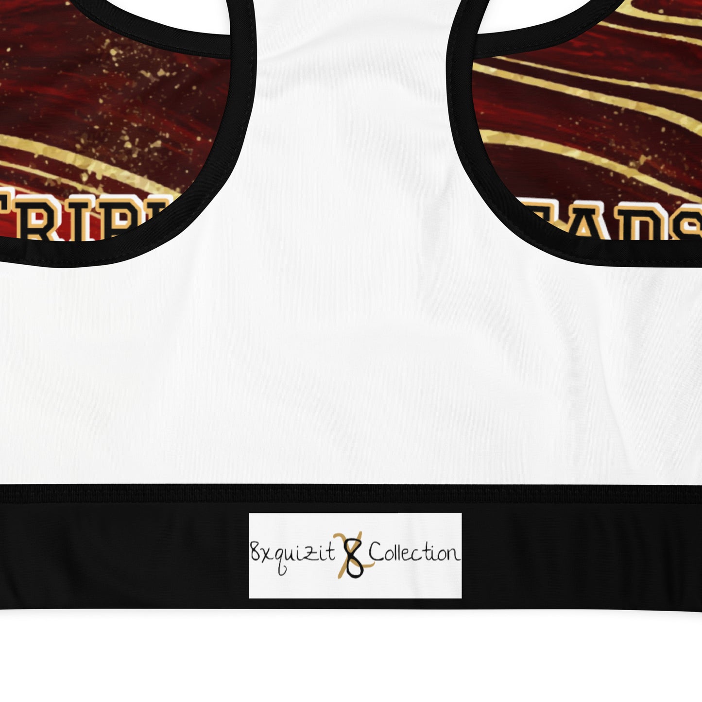 8xquiZit Collection T8T Ruby Red N Gold Marble Padded Sports Bra