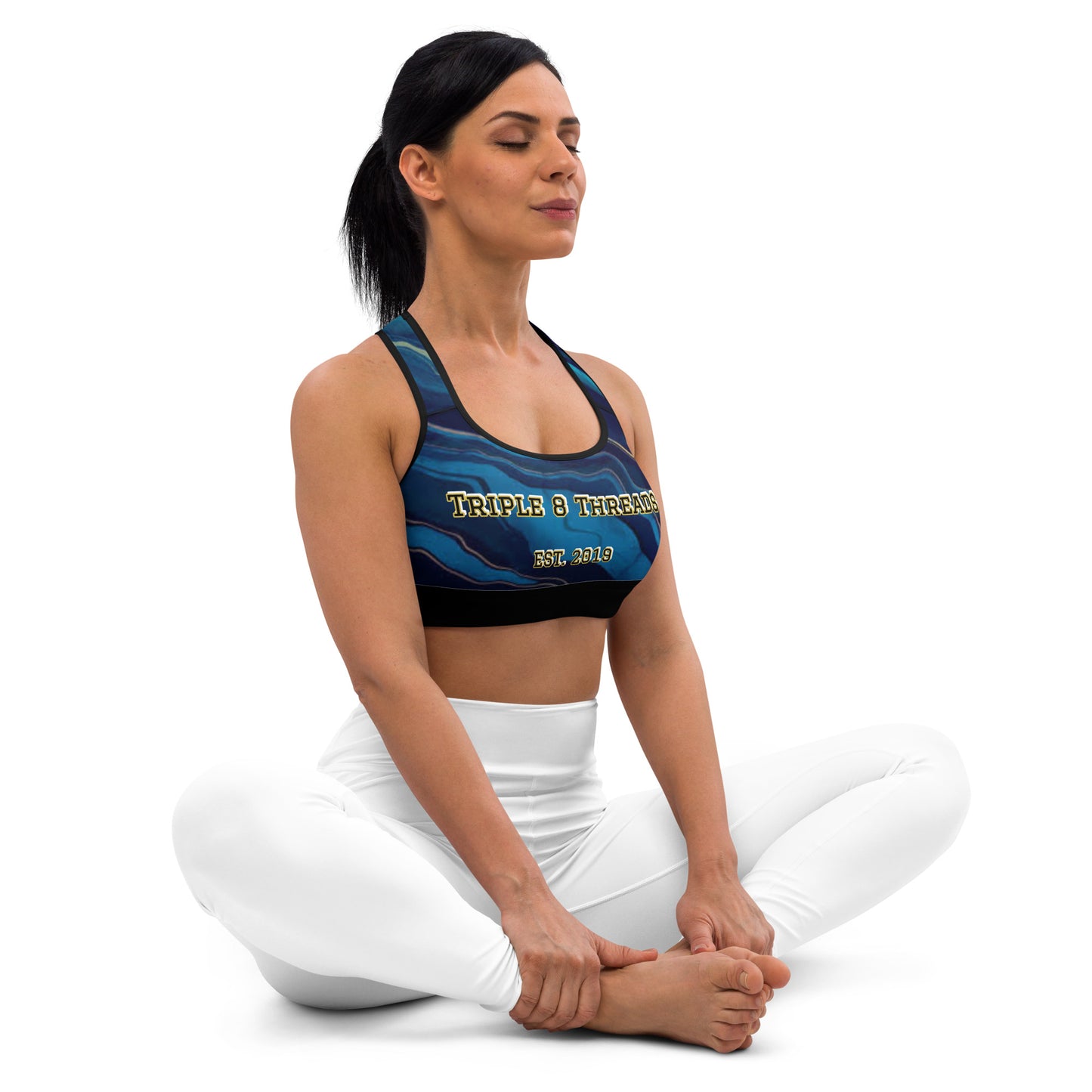 8xquiZit Collection T8T Ocean Viewz Blue Marble Padded Sports Bra