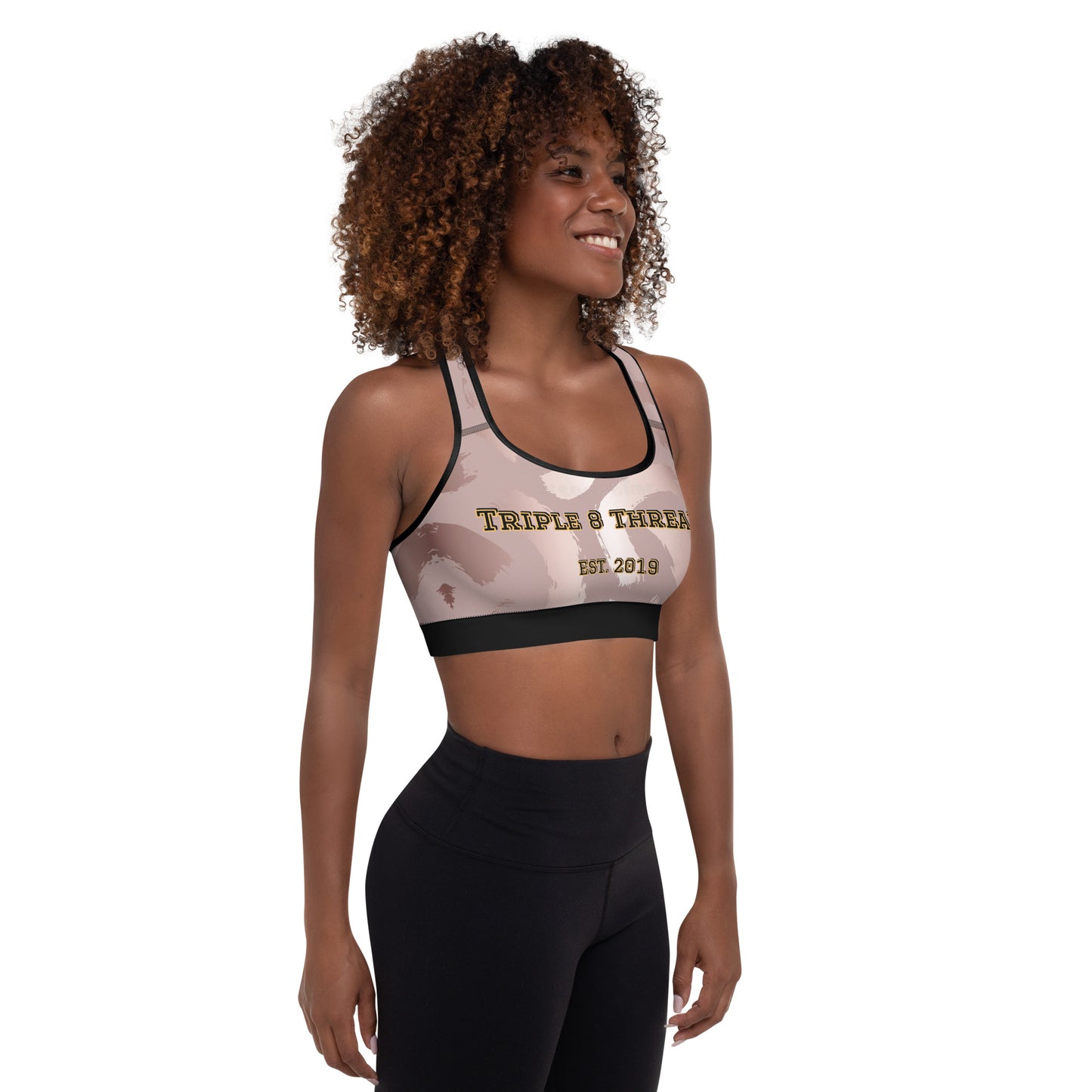 8xquiZit Collection T8T Pynk Slaymingo Marble Padded Sports Bra