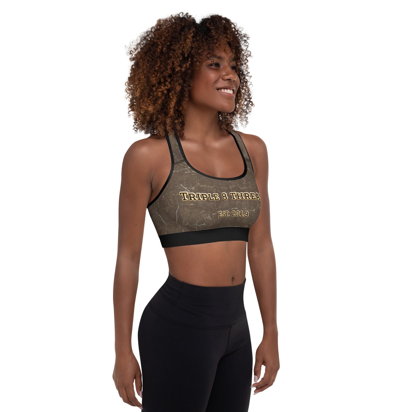 8xquiZit Collection T8T Coco-cured Marble Padded Sports Bra