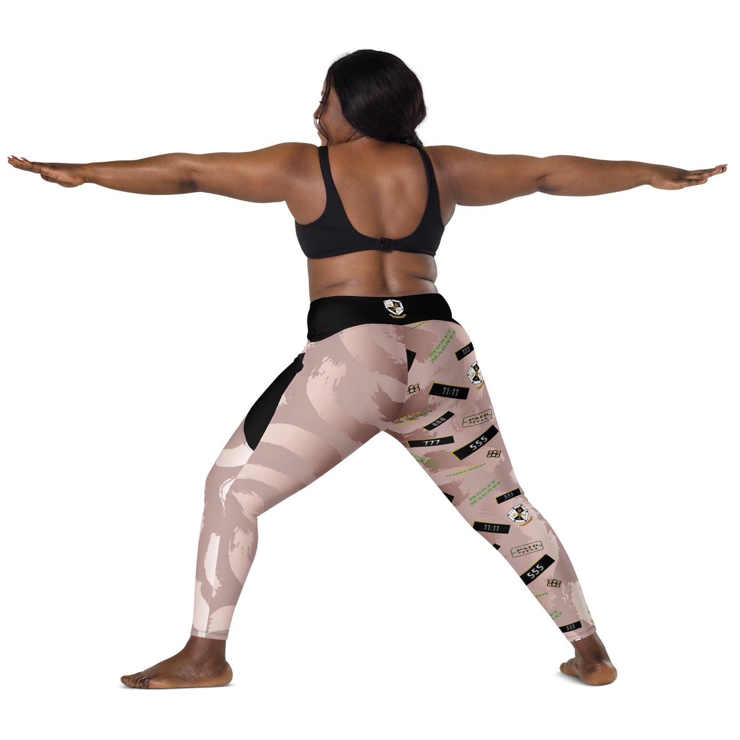 8xquiZit Collection - Women's Manifestation Pynk Slaymingo Marble Crossover Leggings with Pockets