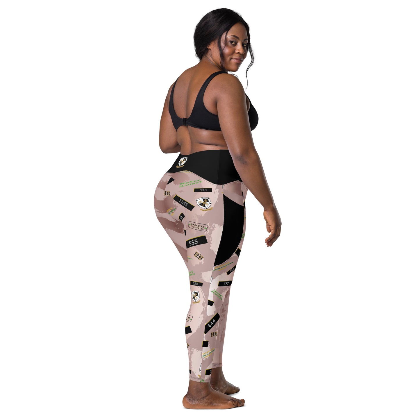 8xquiZit Collection - Women's Manifestation Pynk Slaymingo Marble Crossover Leggings with Pockets