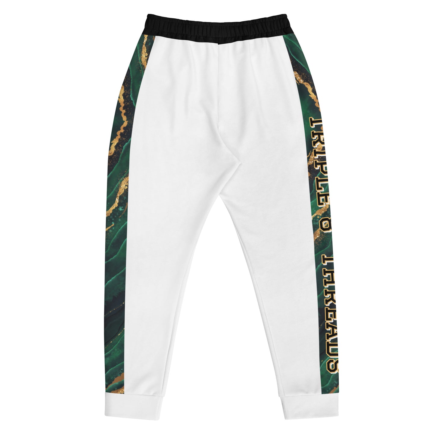 8xquiZit Collection T8T Emerald Green N Gold Men's Joggers - White