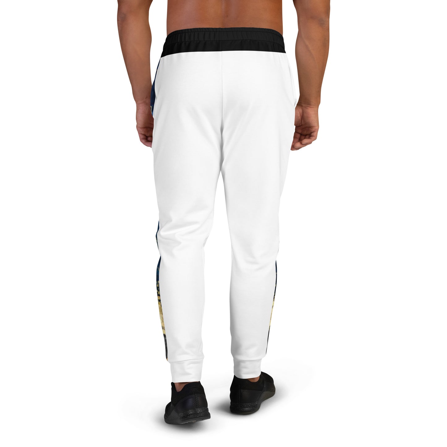 8xquiZit Collection - Tri-color Blue, Gold, & White T8T Men's Joggers - White
