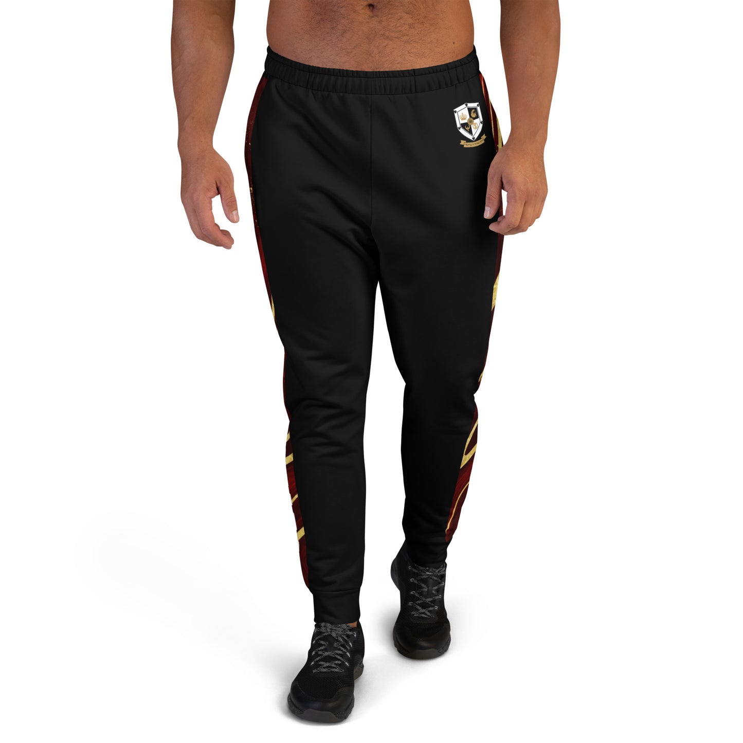 8xquiZit Collection T8T Ruby Red N Gold Men's Joggers - Black