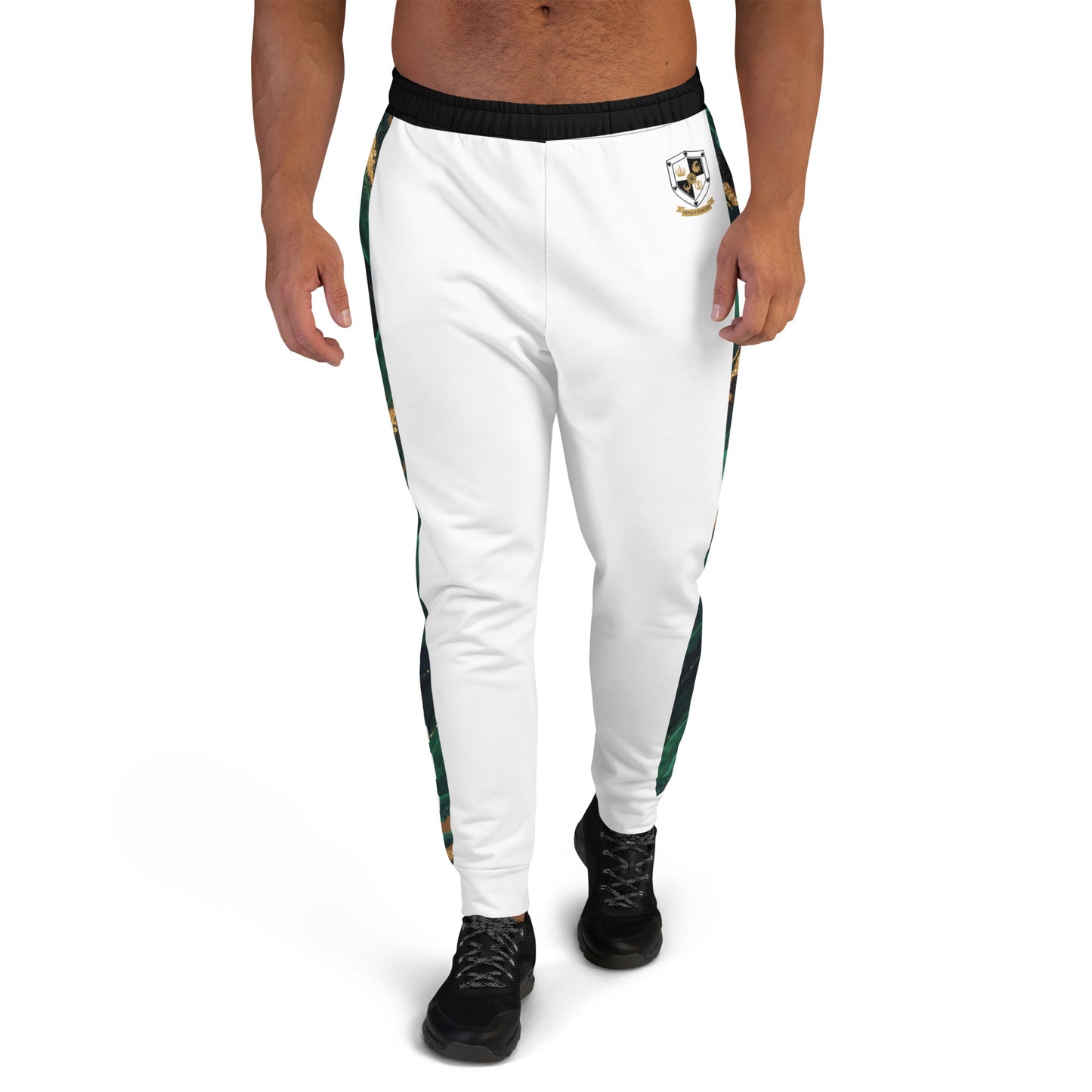 8xquiZit Collection T8T Emerald Green N Gold Men's Joggers - White