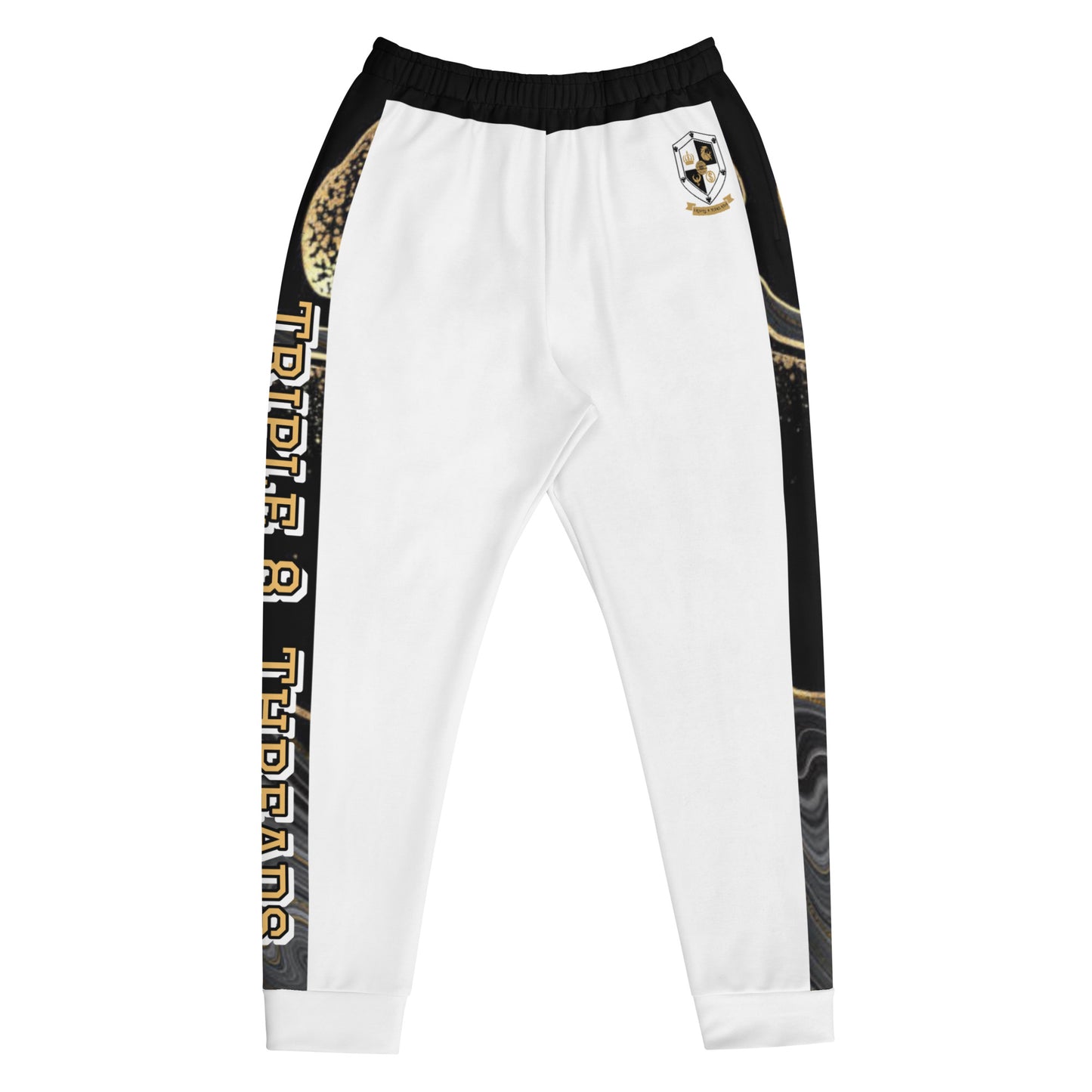 8xquiZit Collection T8T Deep Black N White Marble Men's Joggers - White