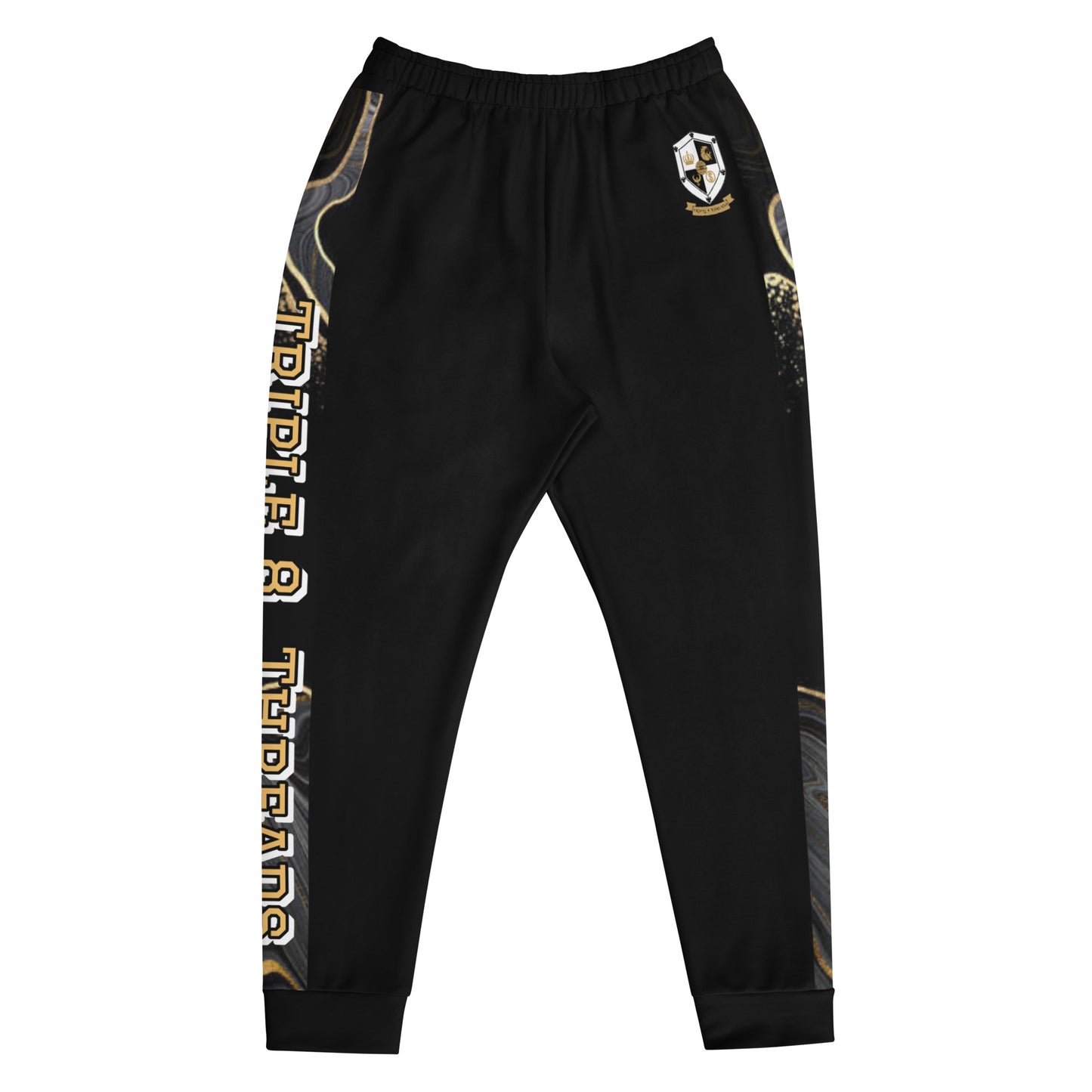 8xquiZit Collection T8T Deep Black N White Marble Men's Joggers - Black