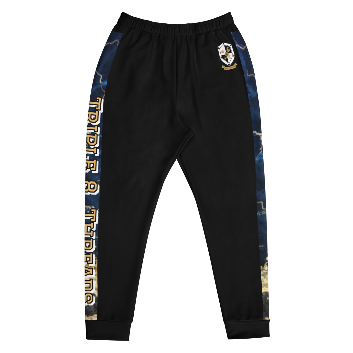 8xquiZit Collection - Tri-color Blue, Gold, & White T8T Men's Joggers - Black