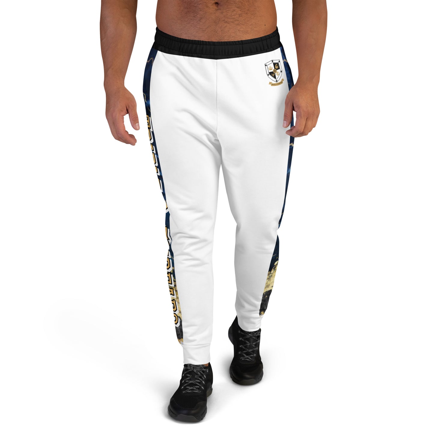 8xquiZit Collection - Tri-color Blue, Gold, & White T8T Men's Joggers - White