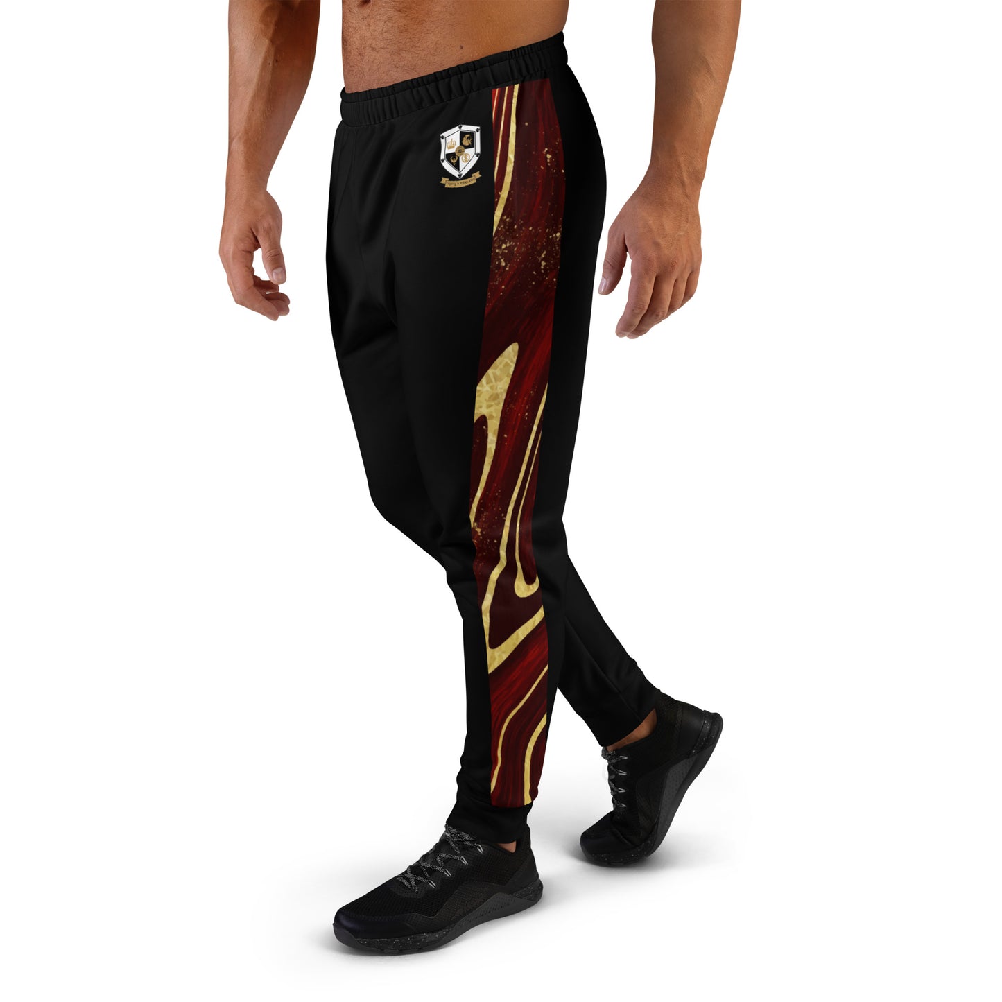 8xquiZit Collection T8T Ruby Red N Gold Men's Joggers - Black