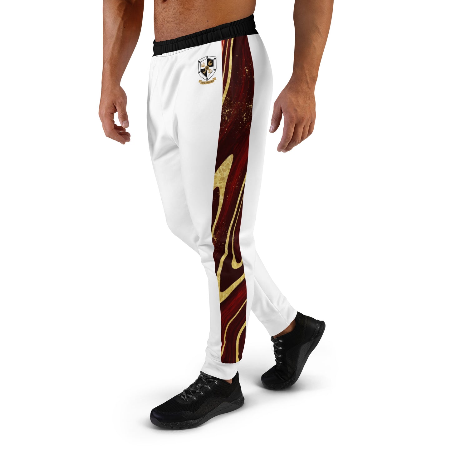 8xquiZit Collection T8T Ruby Red N Gold Men's Joggers - White