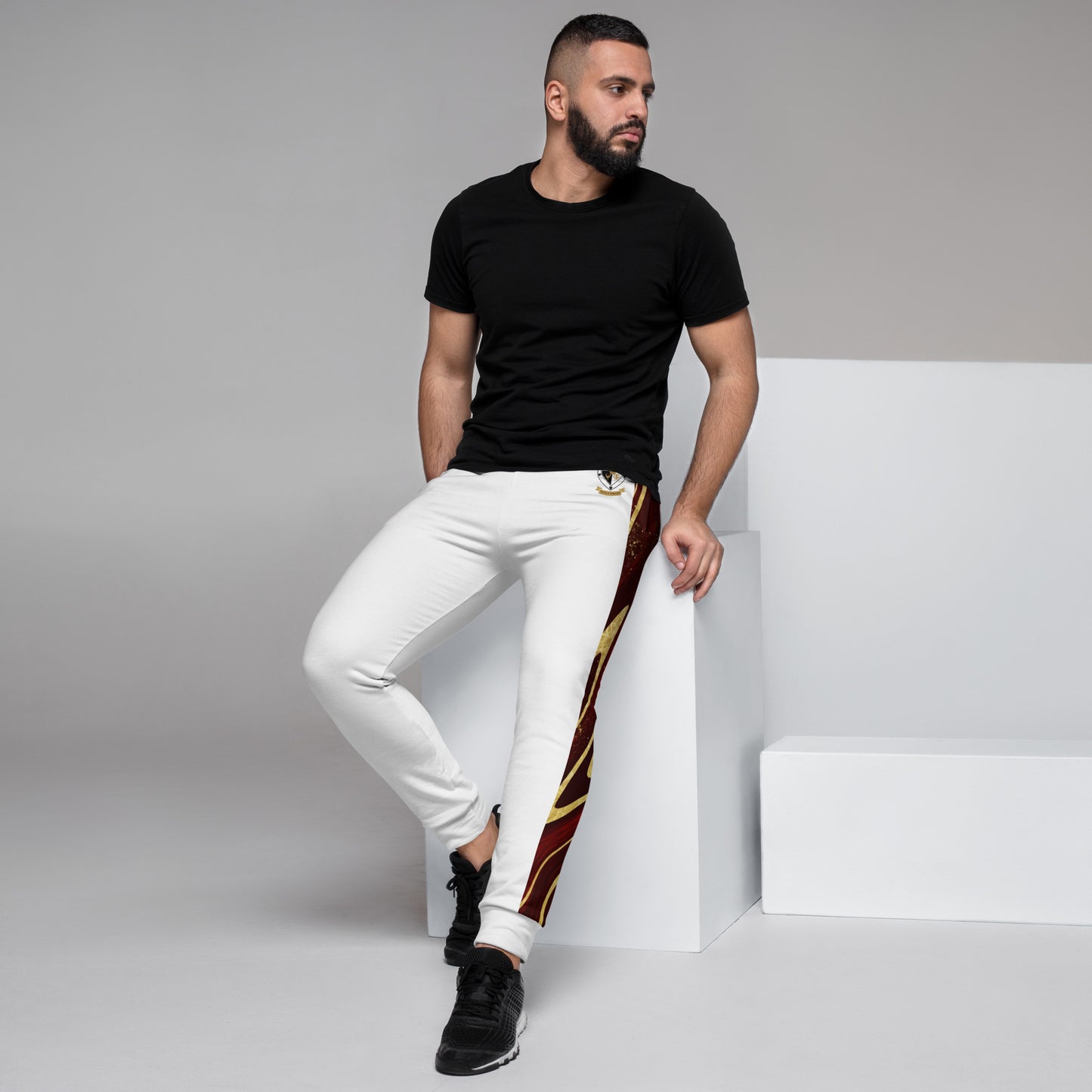8xquiZit Collection T8T Ruby Red N Gold Men's Joggers - White