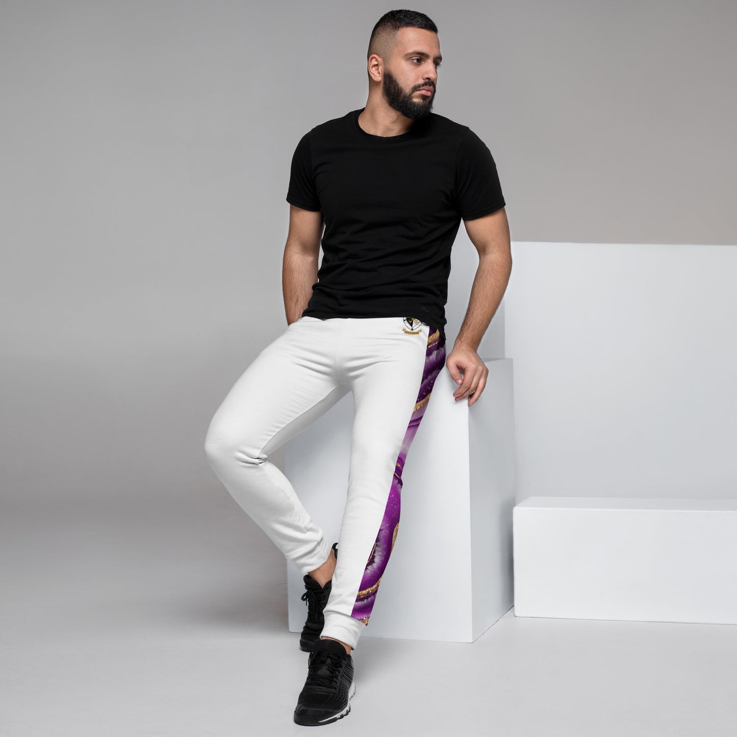 8xquiZit Collection T8T Royal Purple N Gold Men's Joggers - White