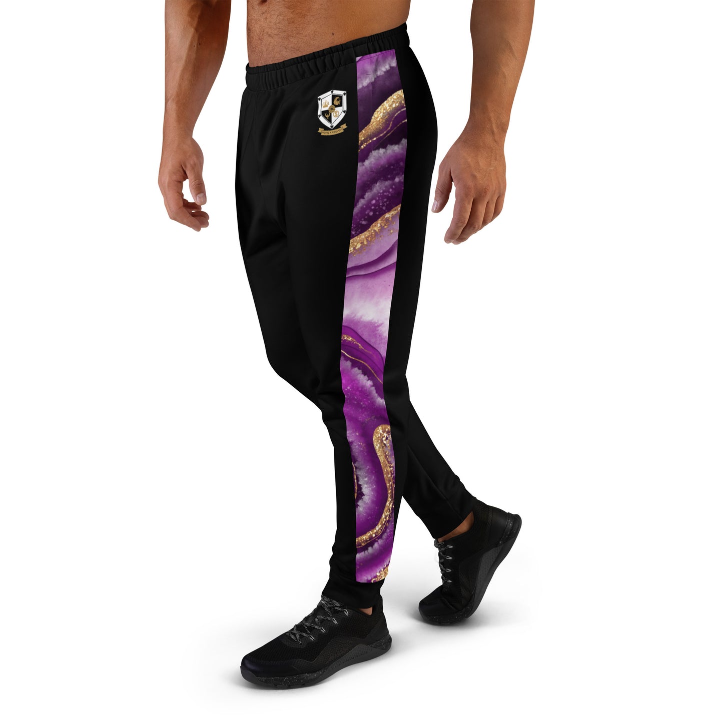 8xquiZit Collection T8T Royal Purple N Gold Men's Joggers - Black