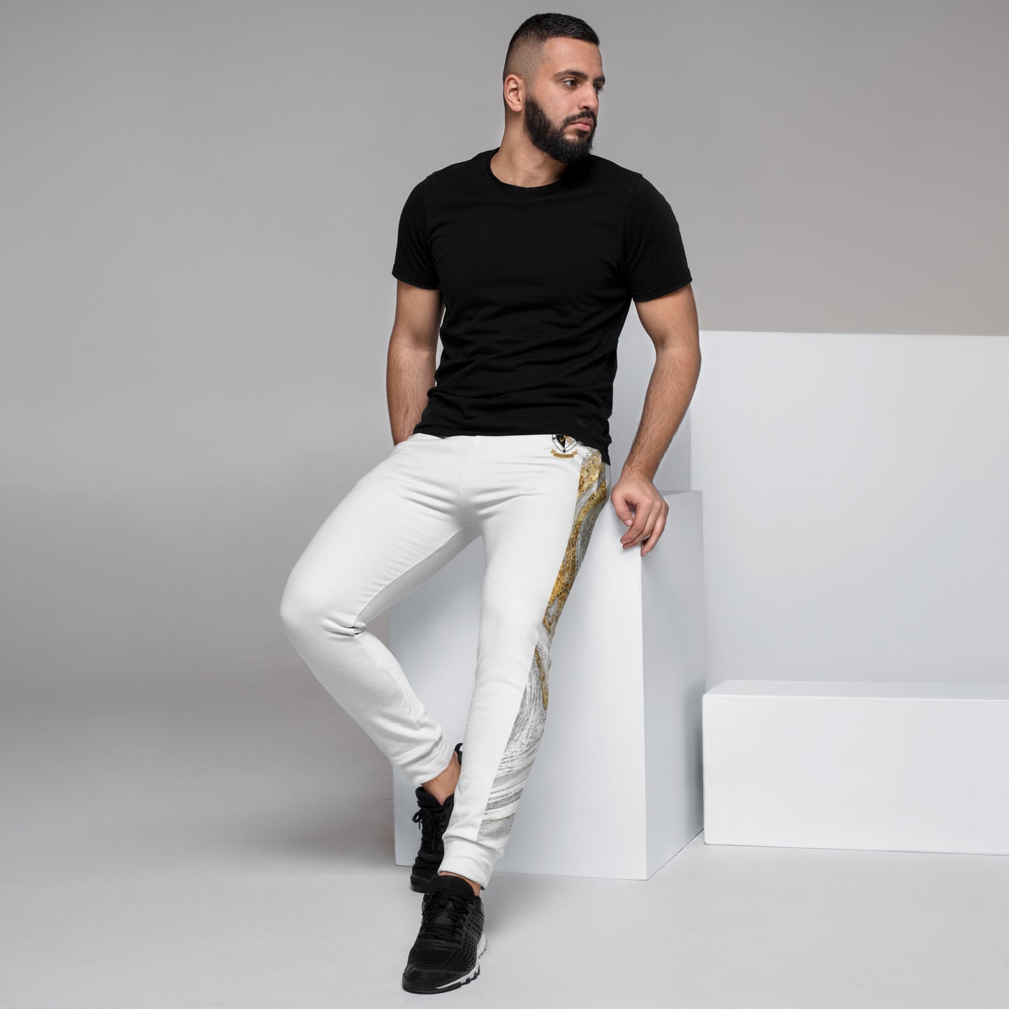 8xquiZit Collection T8T White Marble Men's Joggers - White