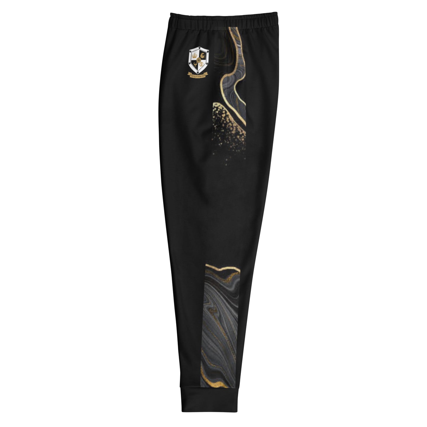 8xquiZit Collection T8T Deep Black N White Marble Men's Joggers - Black