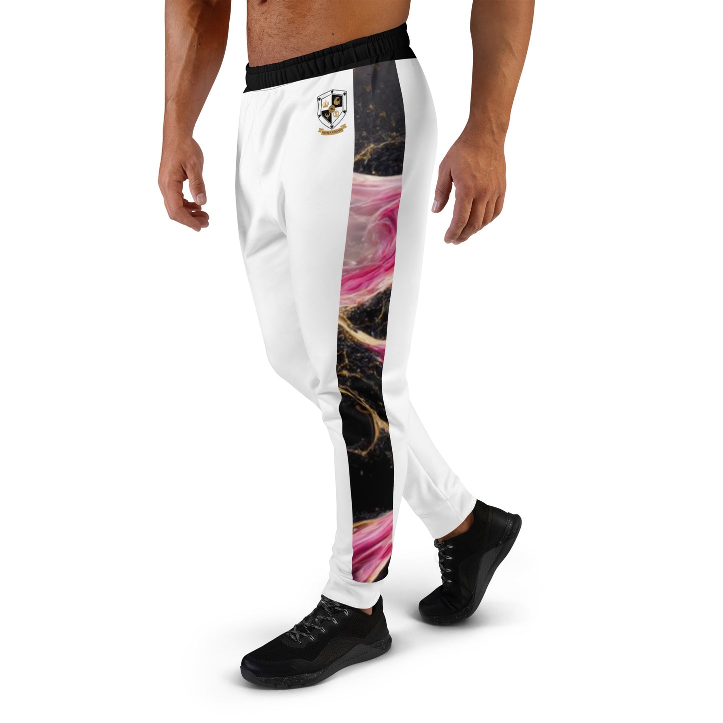 8xquiZit Collection T8T Pynk, Black, N Gold Marble Men's Joggers -White