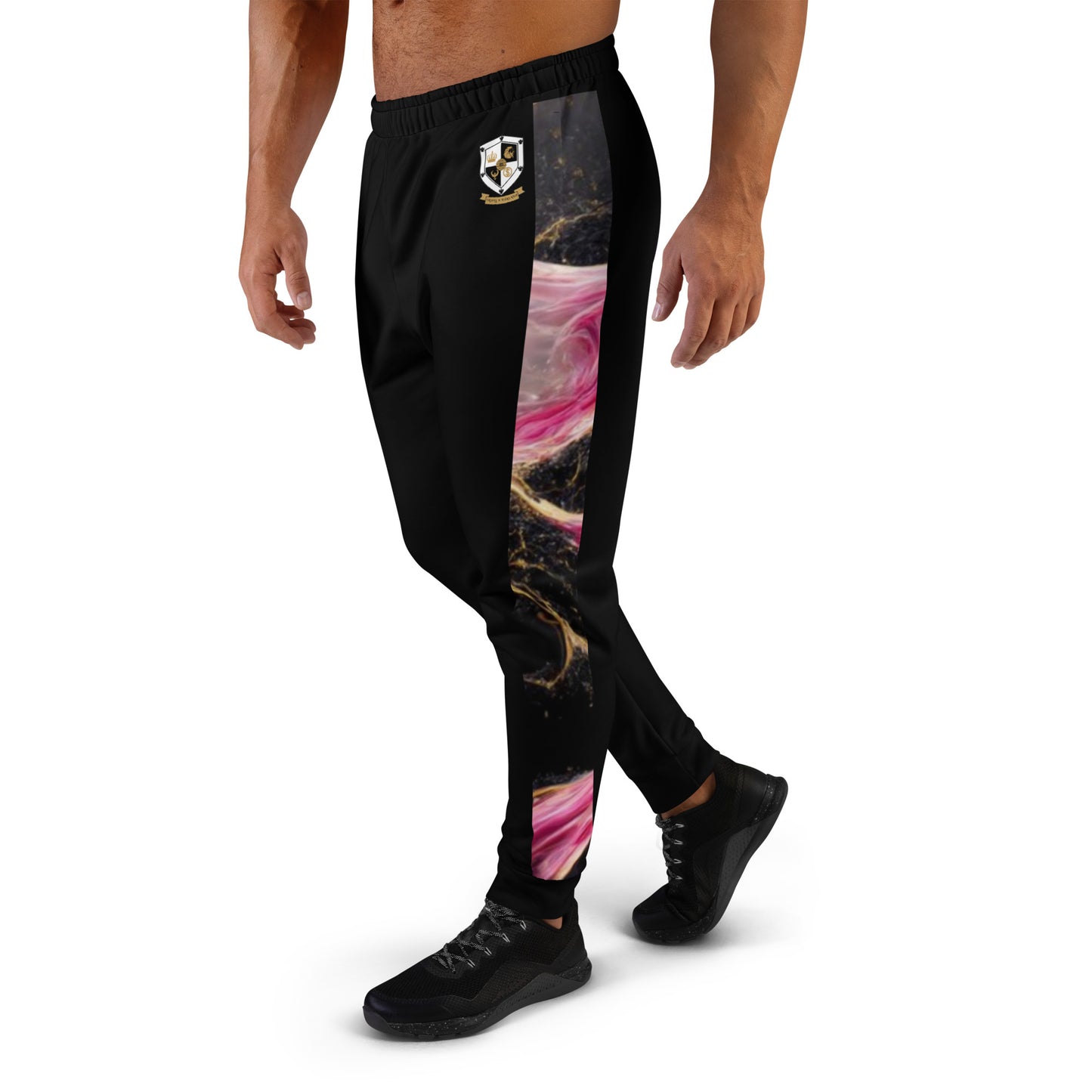 8xquiZit Collection T8T Pynk, Black, N Gold Marble Men's Joggers - Black
