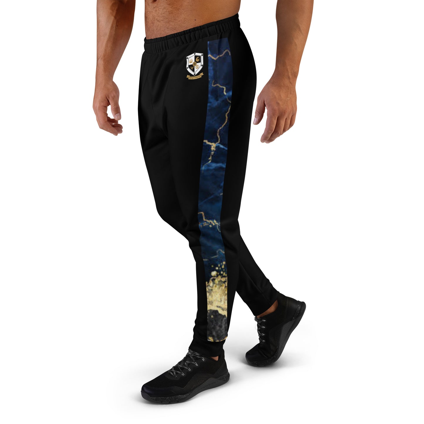 8xquiZit Collection - Tri-color Blue, Gold, & White T8T Men's Joggers - Black