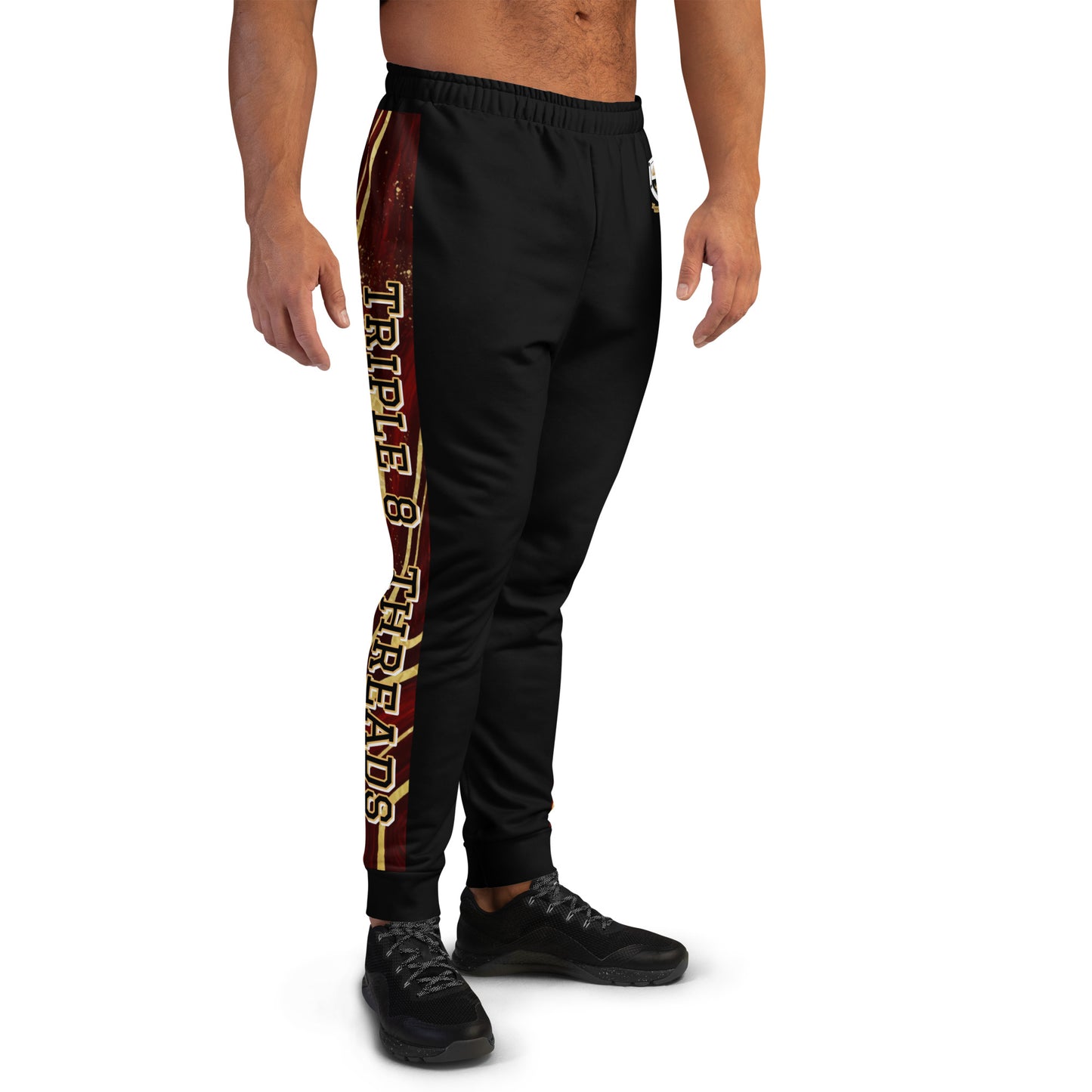 8xquiZit Collection T8T Ruby Red N Gold Men's Joggers - Black