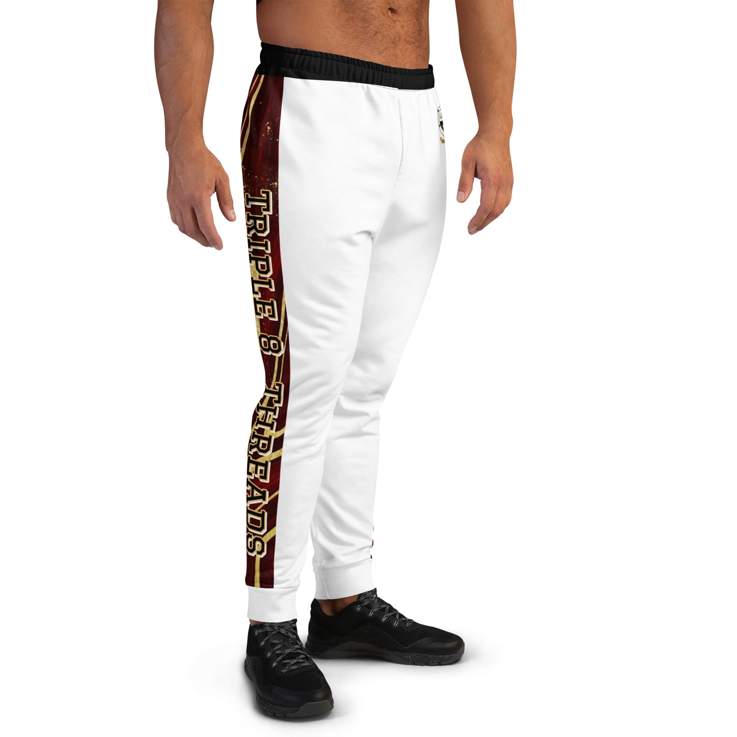 8xquiZit Collection T8T Ruby Red N Gold Men's Joggers - White