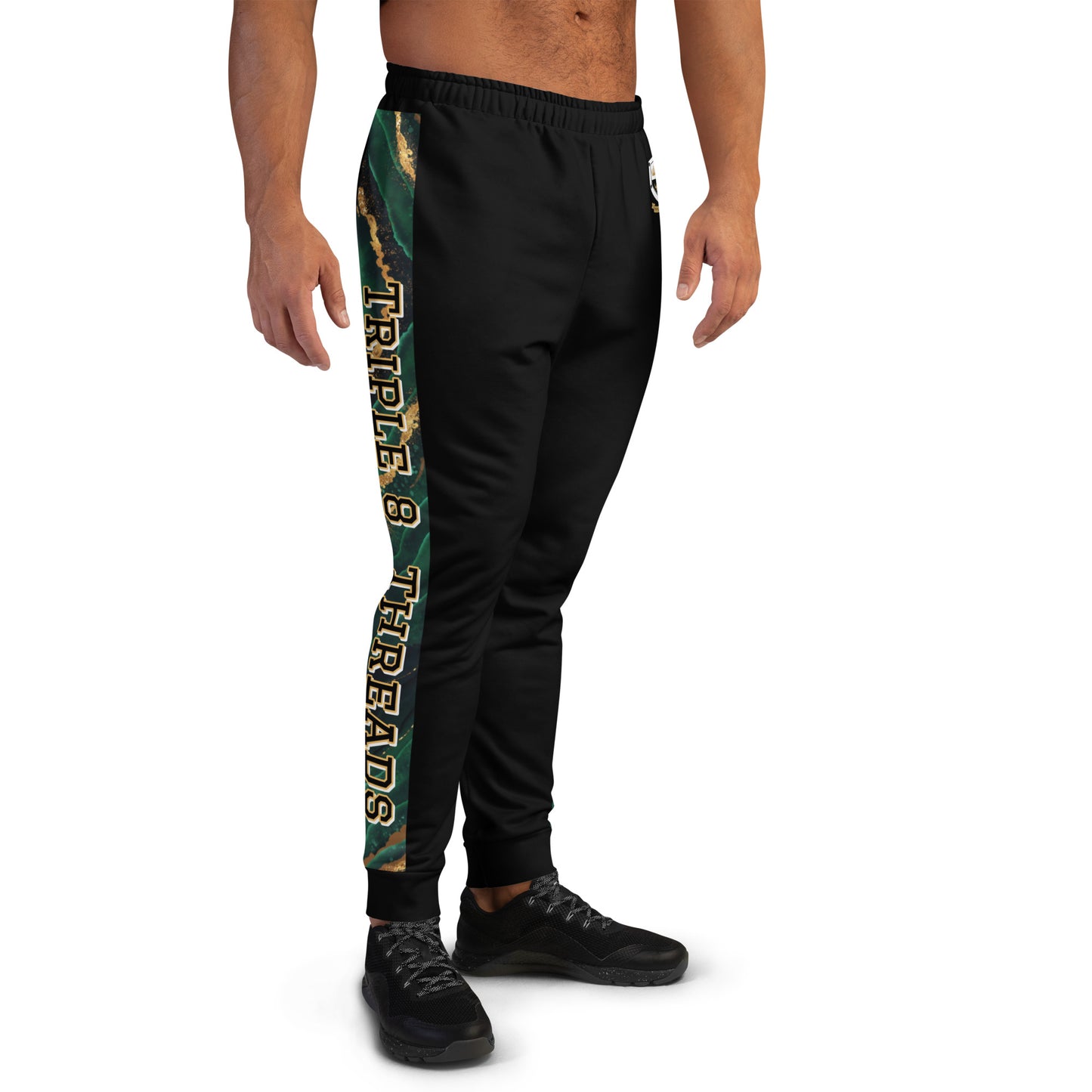 8xquiZit Collection T8T Emerald Green N Gold Men's Joggers - Black