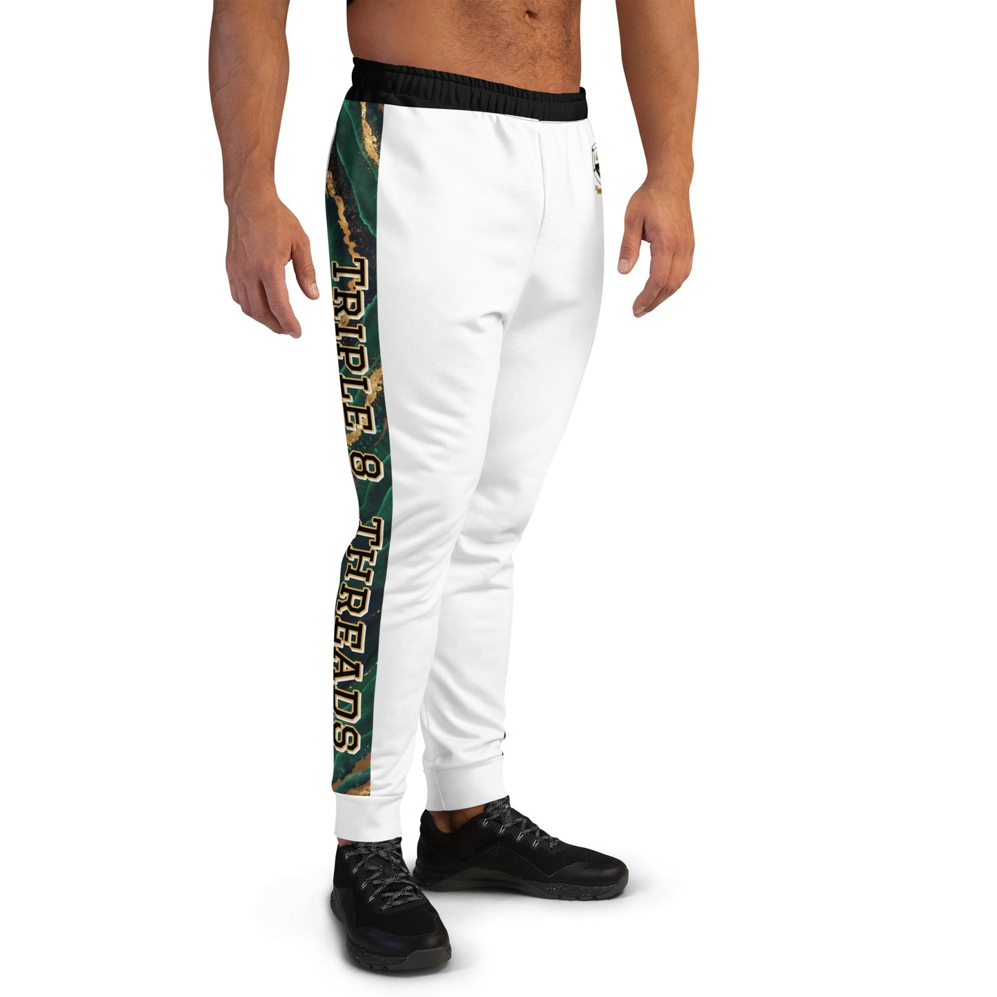 8xquiZit Collection T8T Emerald Green N Gold Men's Joggers - White