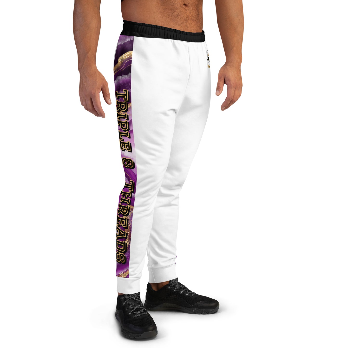 8xquiZit Collection T8T Royal Purple N Gold Men's Joggers - White