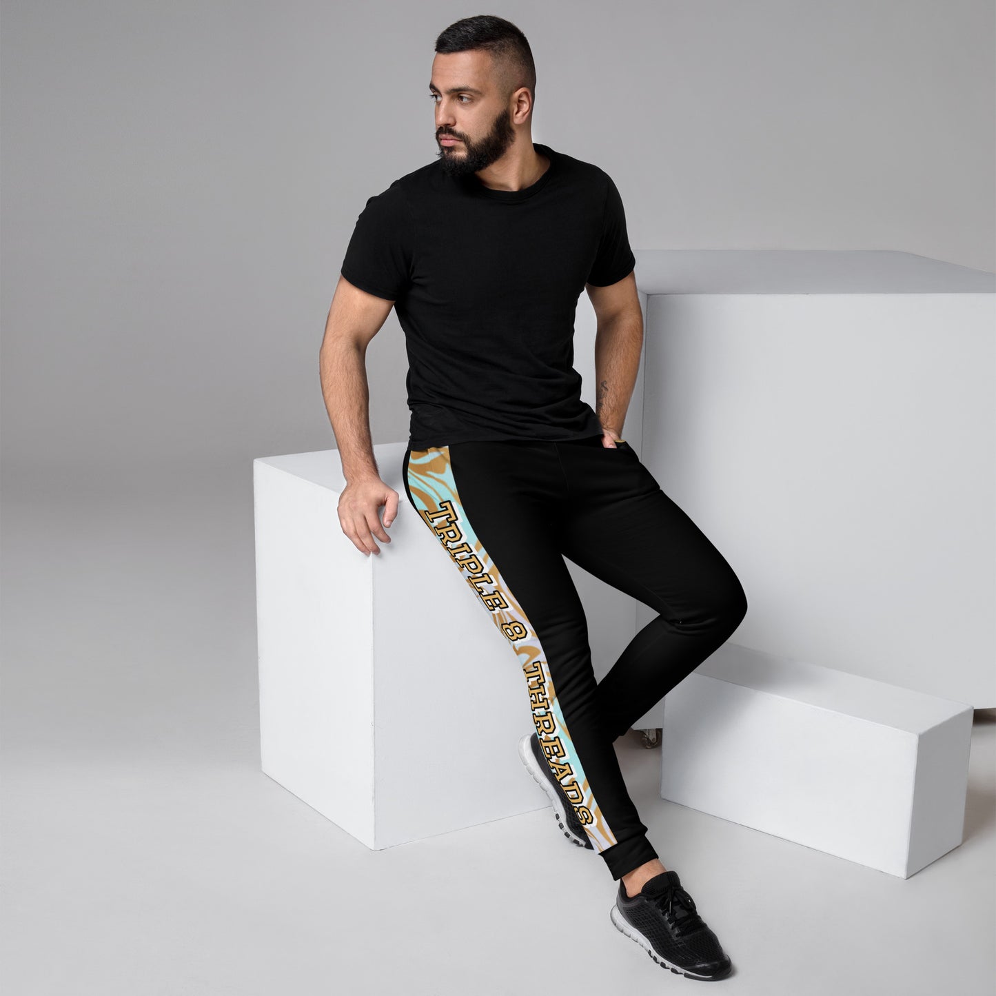 8xquiZit Collection T8T Pynk N Turq Jungle Luv Men's Joggers -Black