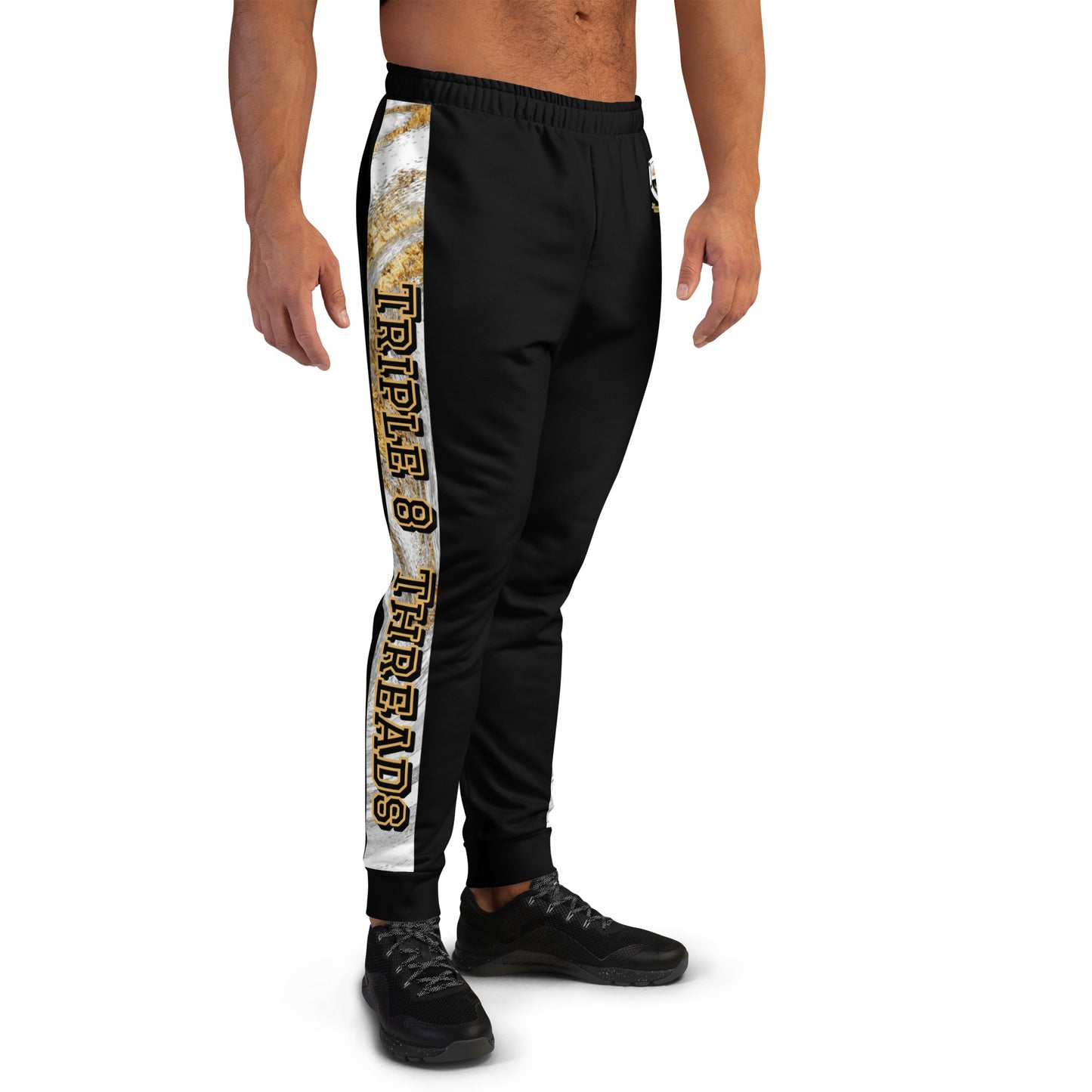8xquiZit Collection T8T White Marble Men's Joggers - Black