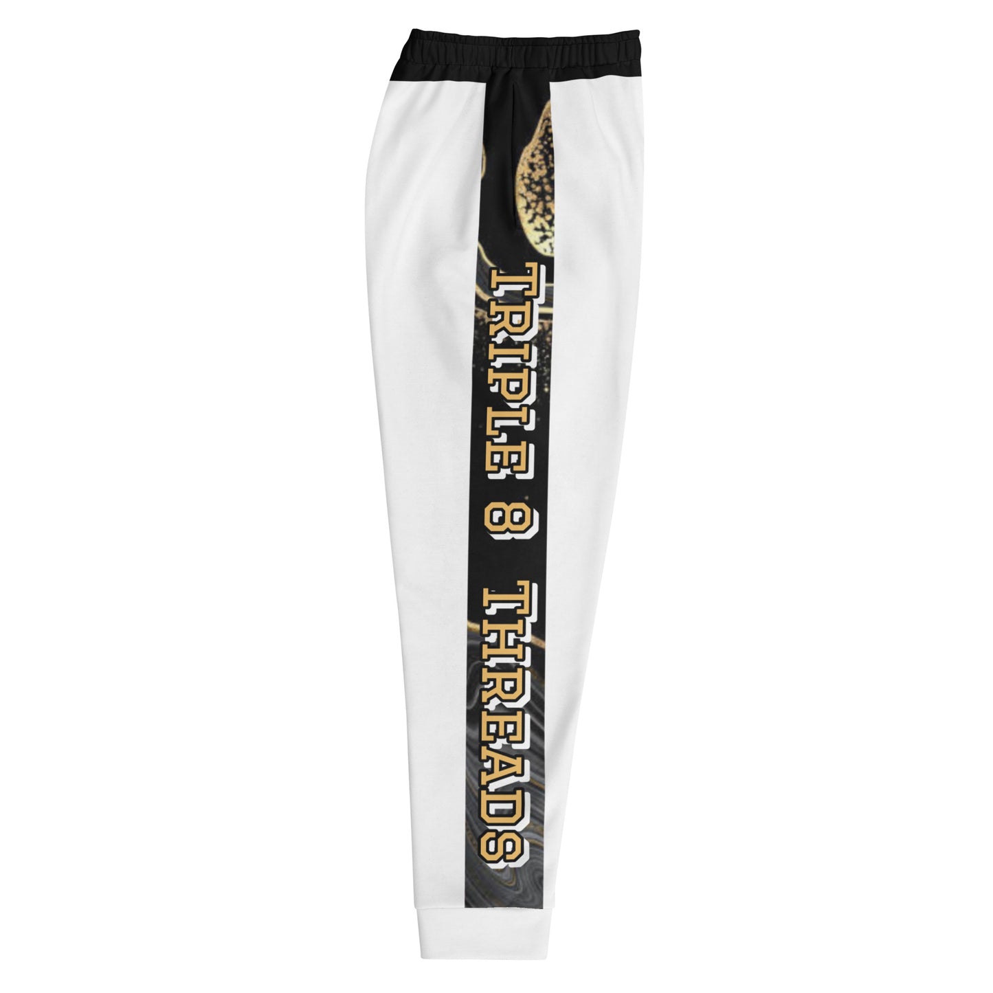 8xquiZit Collection T8T Deep Black N White Marble Men's Joggers - White