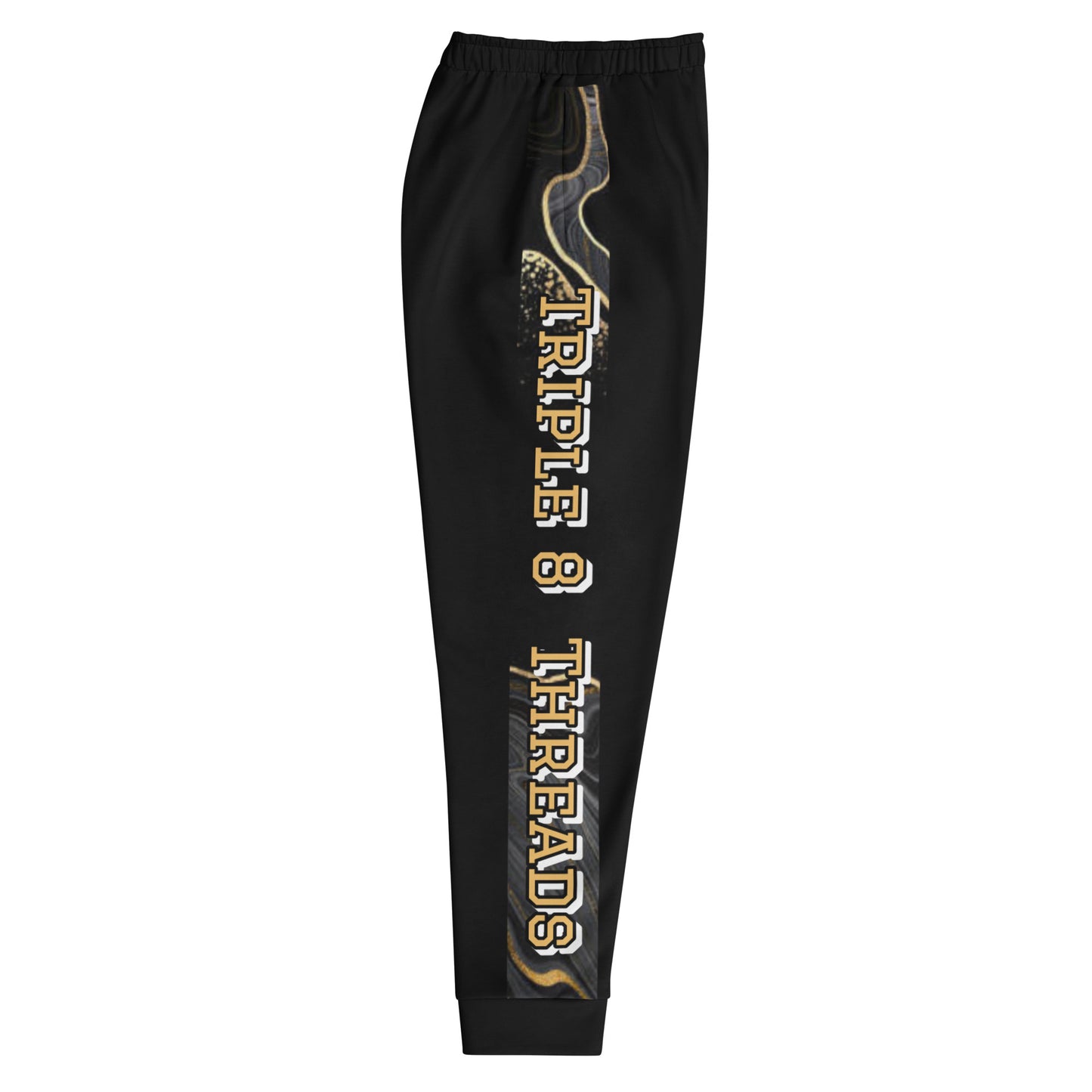 8xquiZit Collection T8T Deep Black N White Marble Men's Joggers - Black