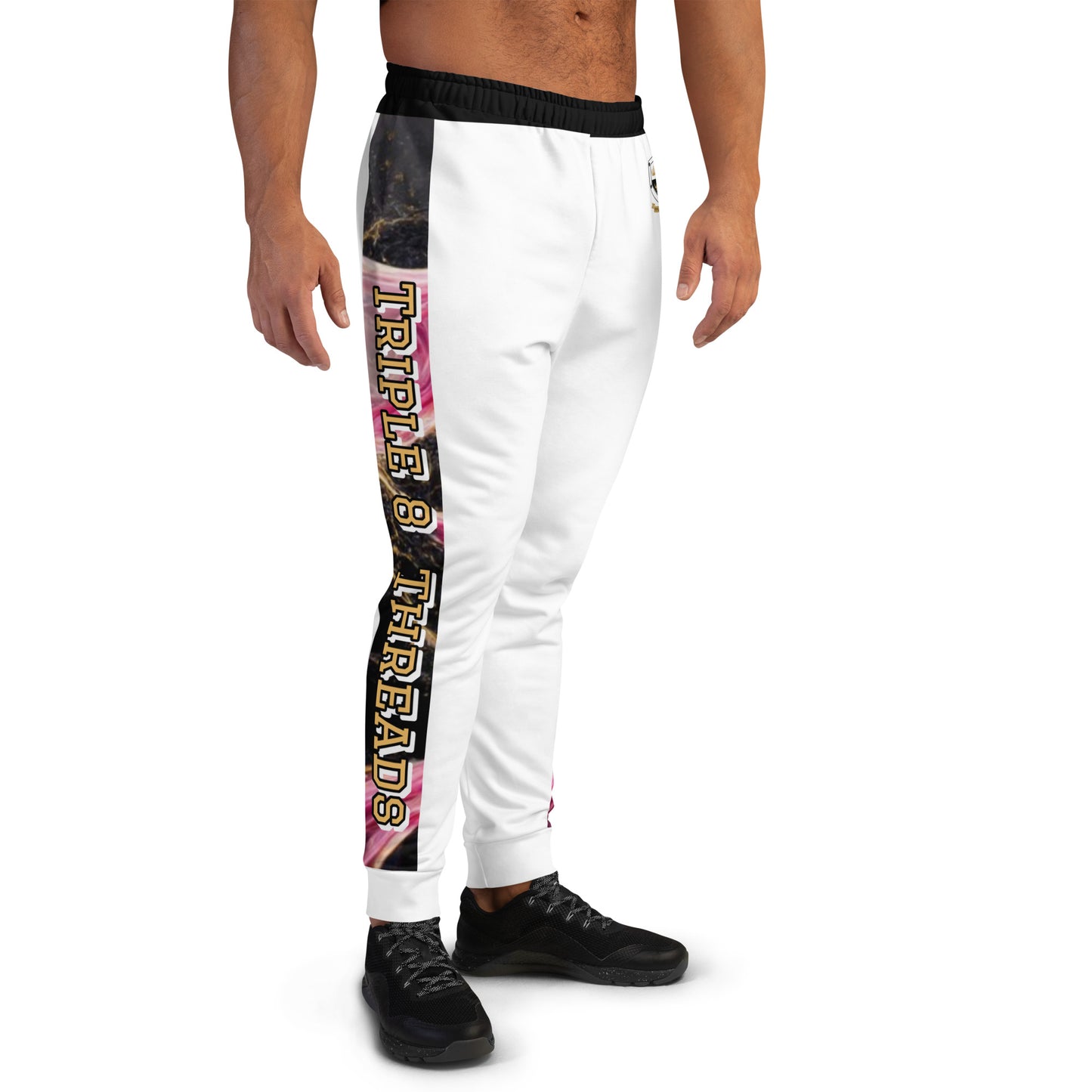 8xquiZit Collection T8T Pynk, Black, N Gold Marble Men's Joggers -White