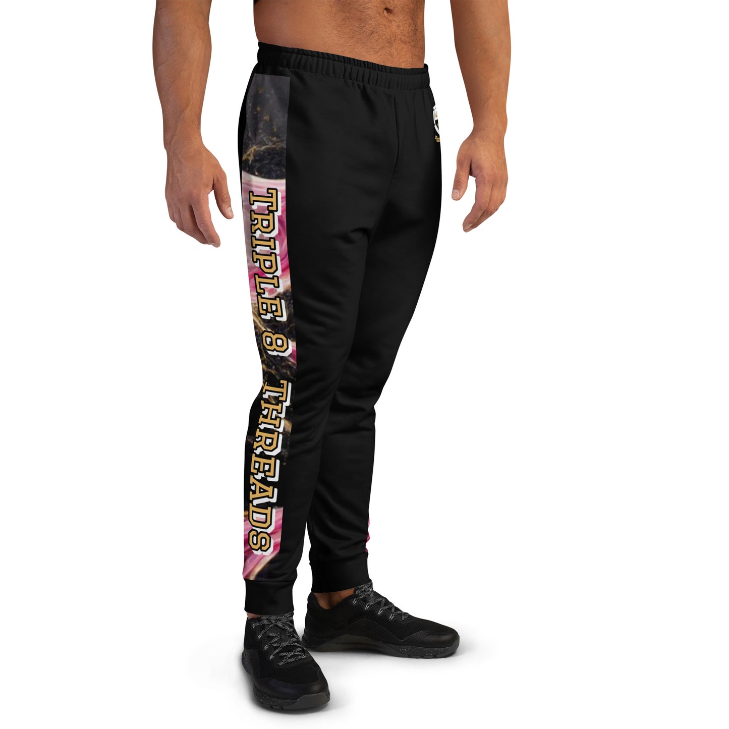 8xquiZit Collection T8T Pynk, Black, N Gold Marble Men's Joggers - Black