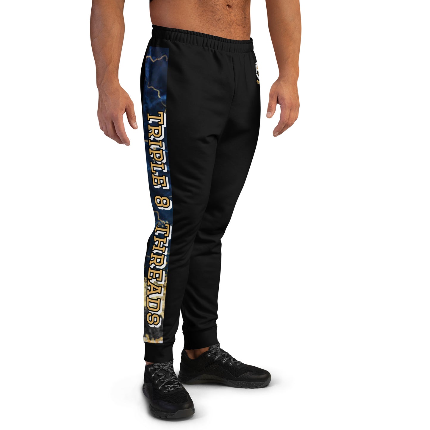 8xquiZit Collection - Tri-color Blue, Gold, & White T8T Men's Joggers - Black