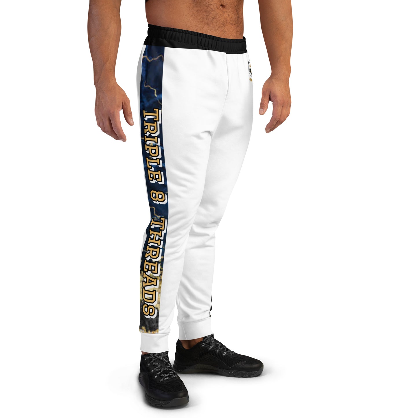 8xquiZit Collection - Tri-color Blue, Gold, & White T8T Men's Joggers - White