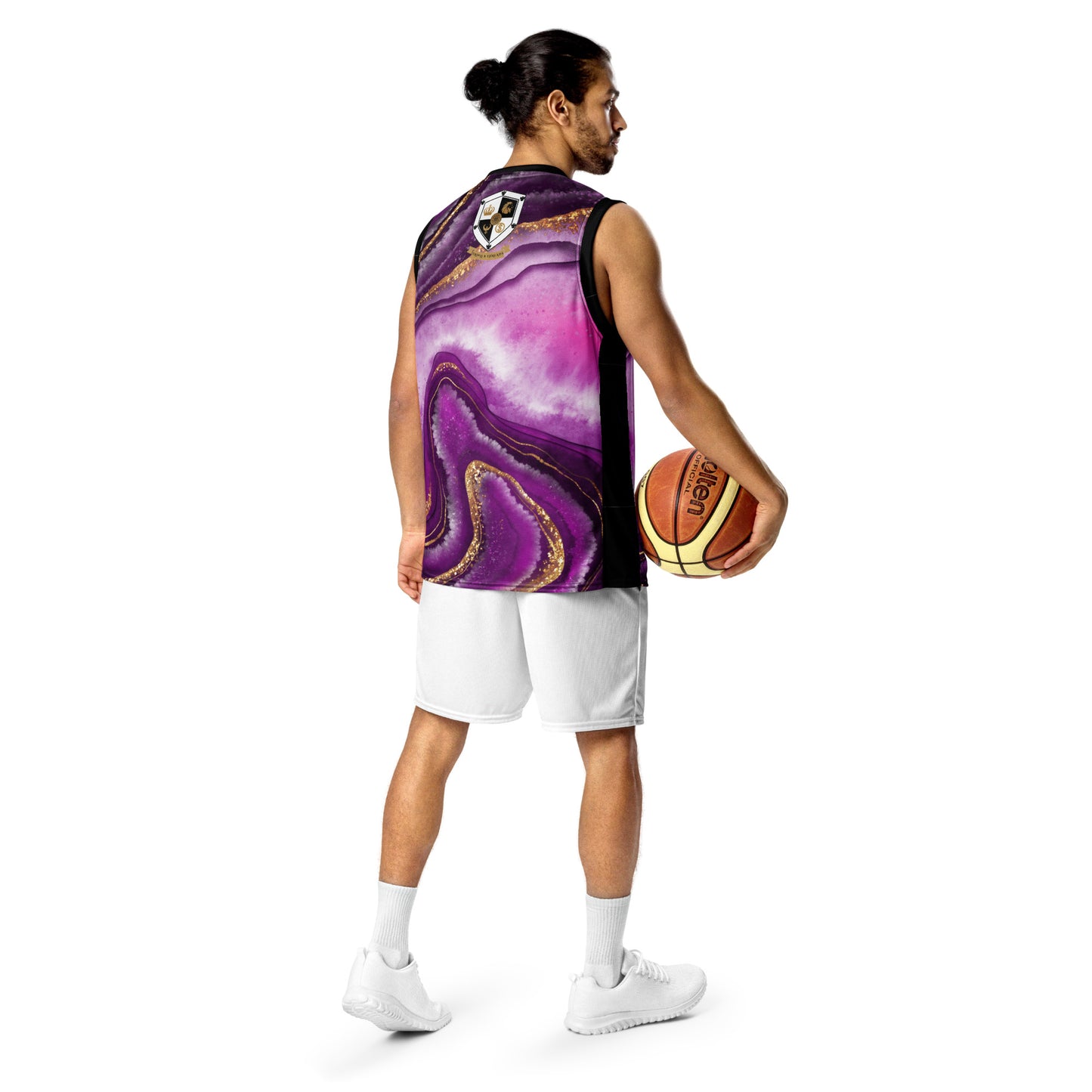 8xquiZit Collection T8T Royal Purple N Gold Marble Unisex Basketball Jersey