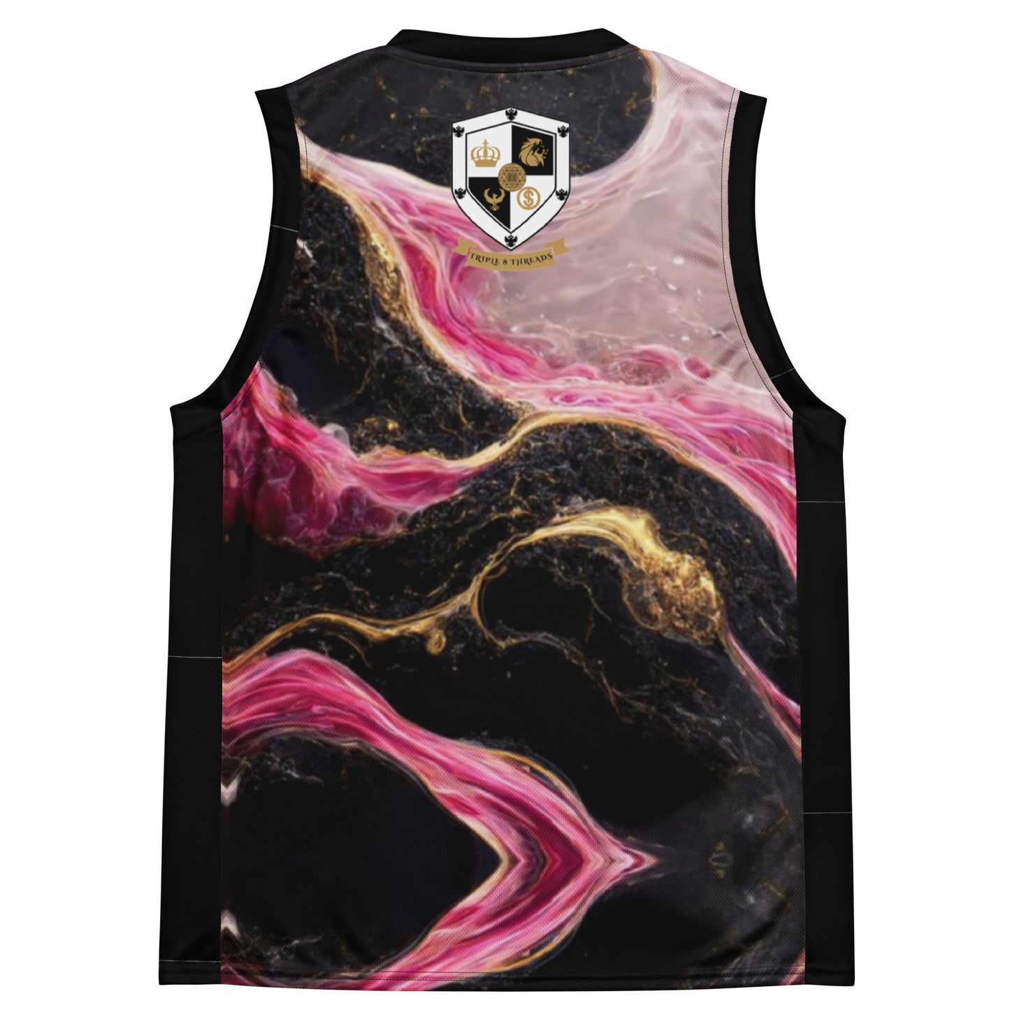 8xquiZit Collection T8T Pynk, Black, N Gold Marble Unisex Basketball Jersey