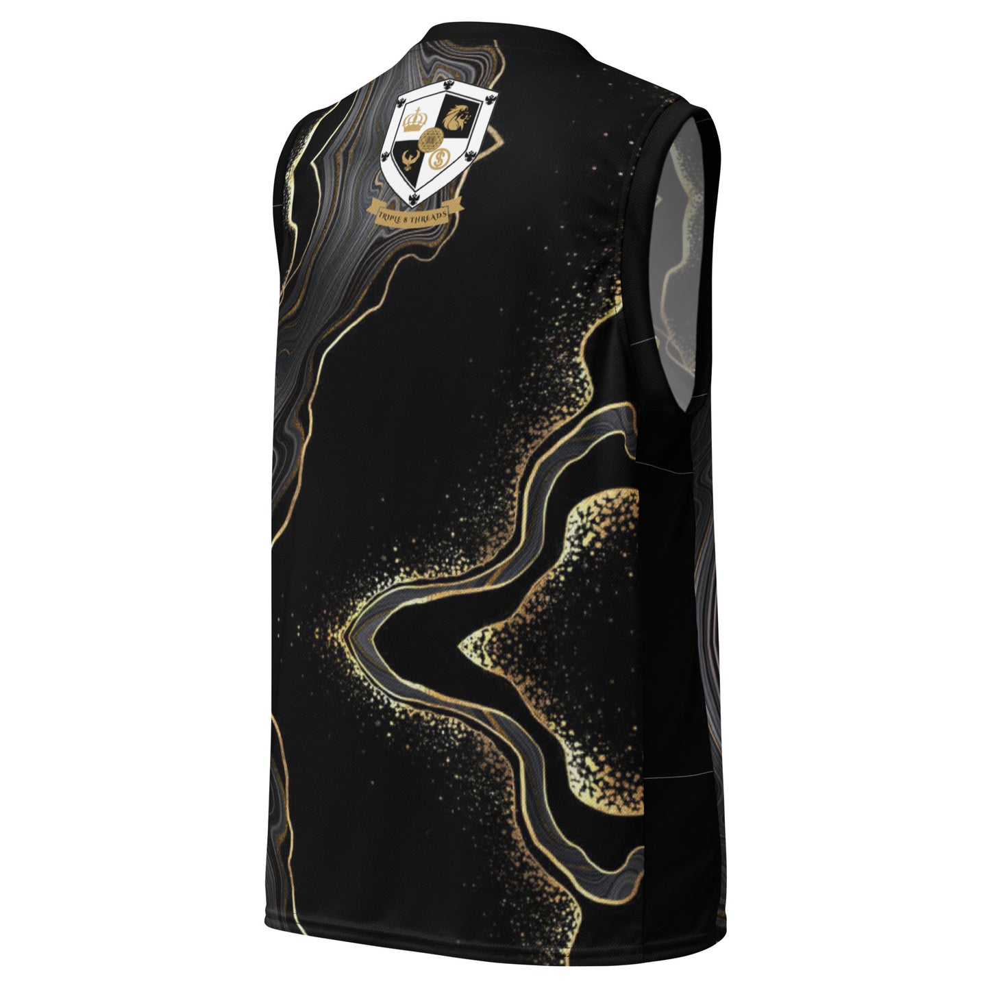 8xquiZit Collection - Deep Black N Gold Marble Unisex Basketball Jersey